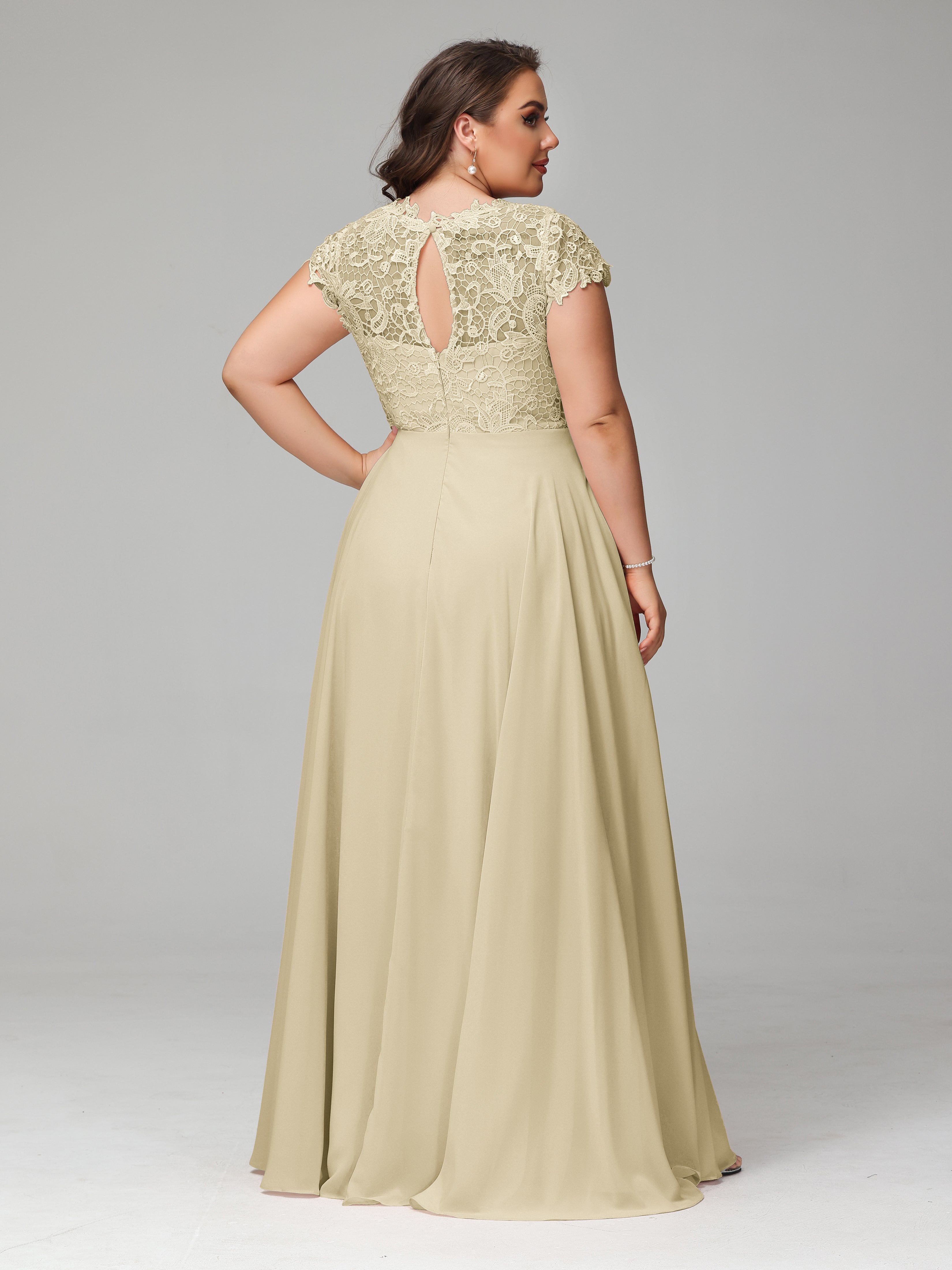 Crew Neck Delicate Chiffon Plus Size Mother of the Bride Dresses