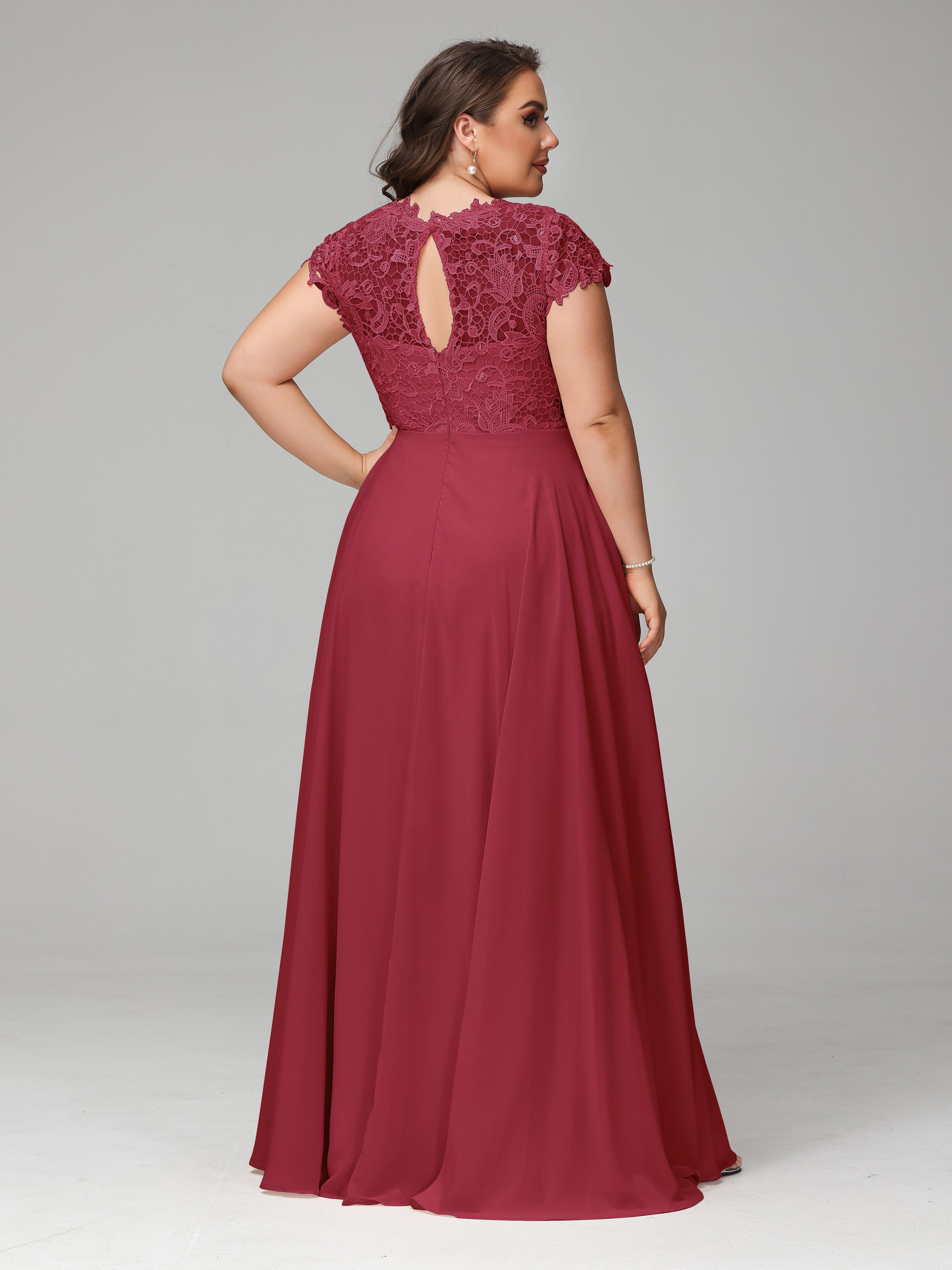 Crew Neck Delicate Chiffon Plus Size Mother of the Bride Dresses