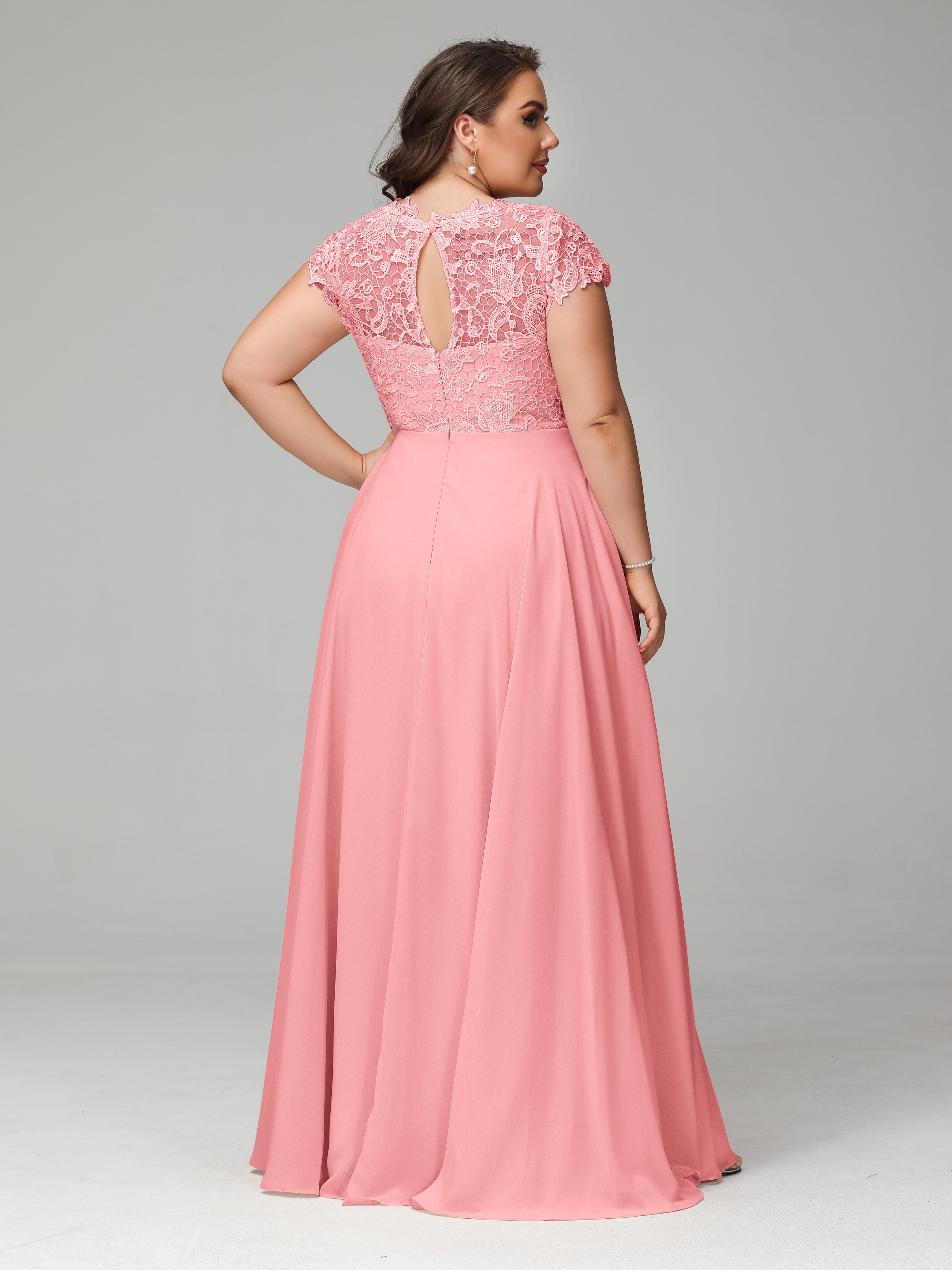 Crew Neck Delicate Chiffon Plus Size Mother of the Bride Dresses