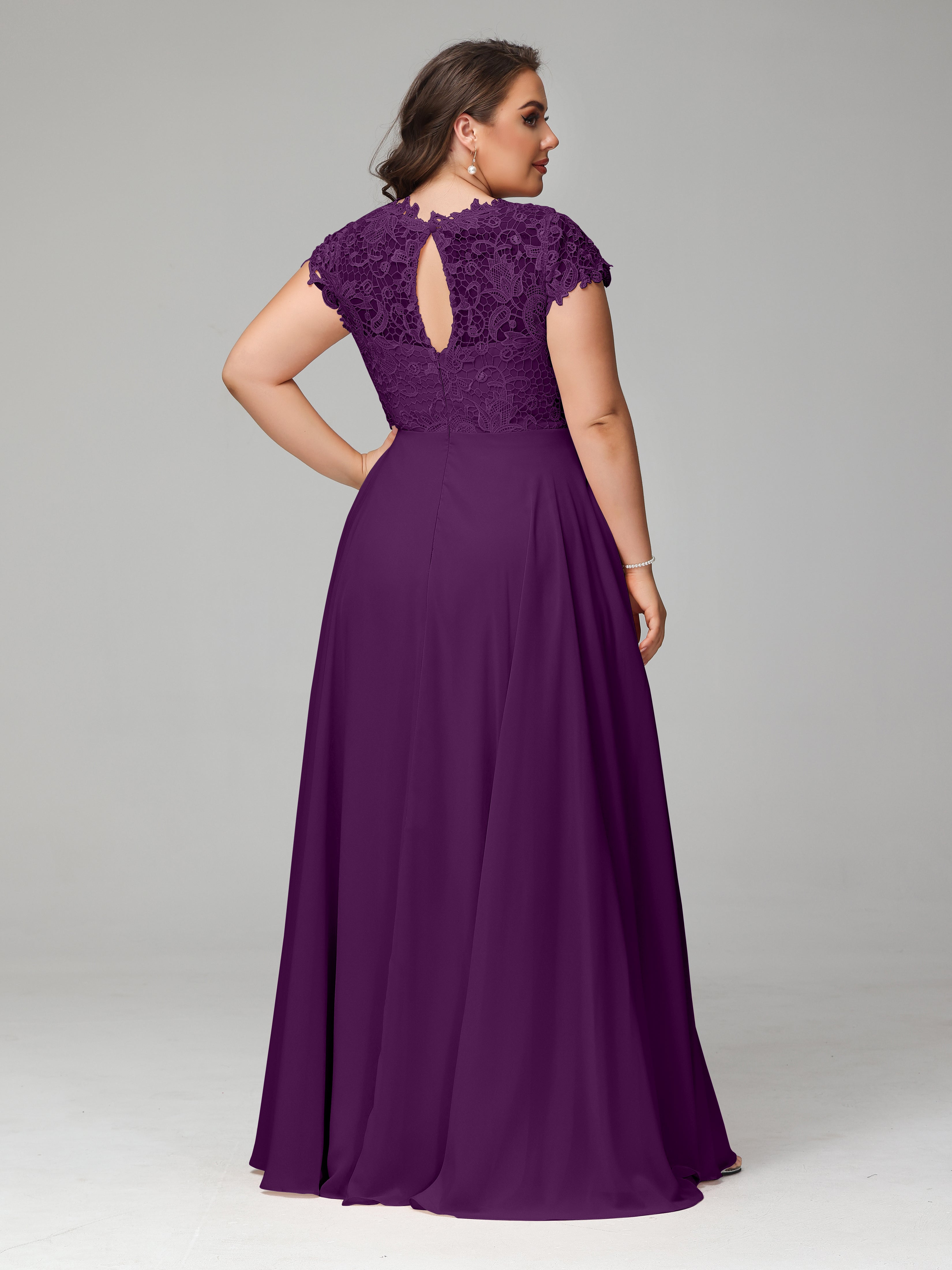 Crew Neck Delicate Chiffon Plus Size Mother of the Bride Dresses