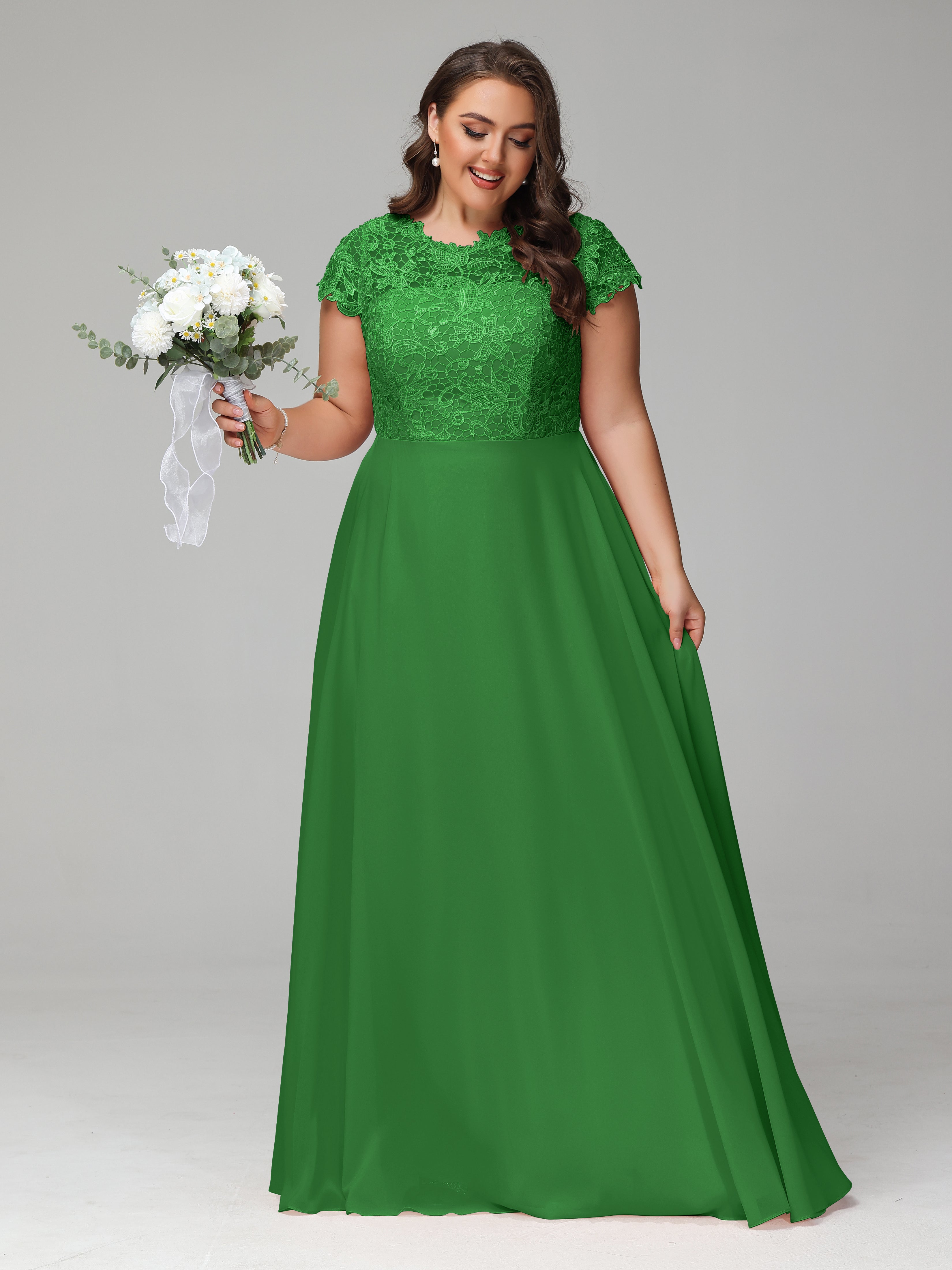 Crew Neck Delicate Chiffon Plus Size Mother of the Bride Dresses