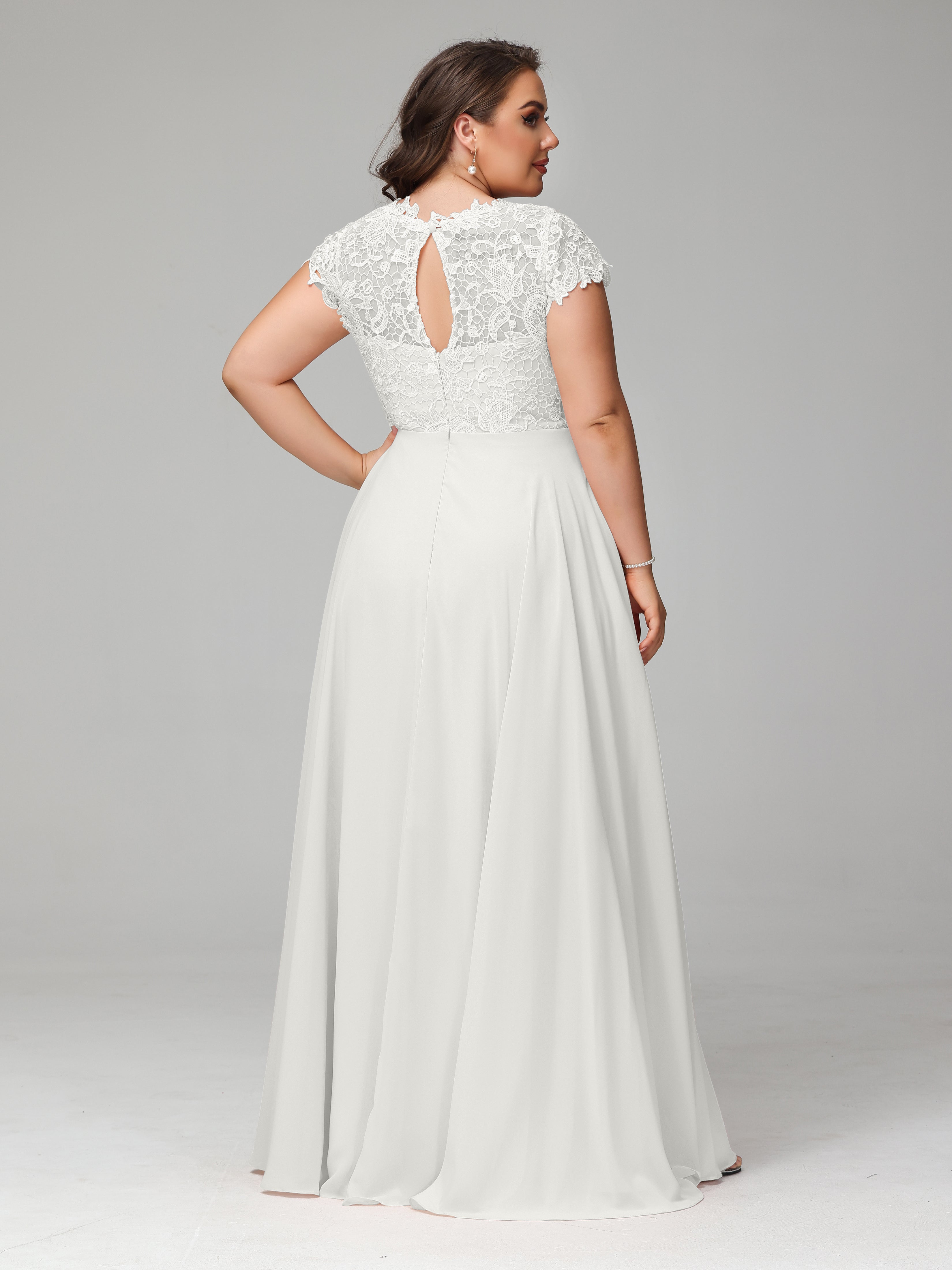 Crew Neck Delicate Chiffon Plus Size Mother of the Bride Dresses