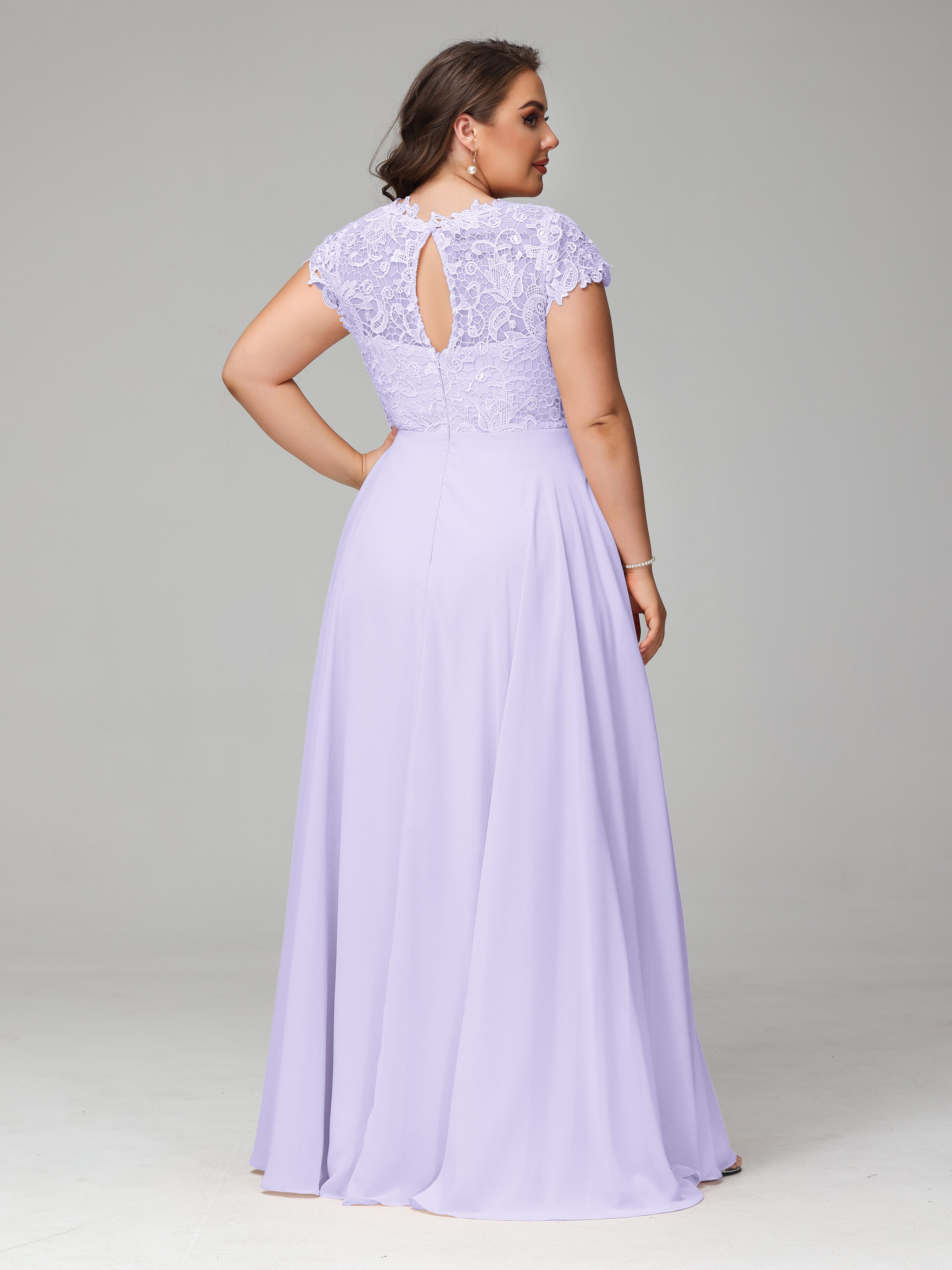 Crew Neck Delicate Chiffon Plus Size Mother of the Bride Dresses