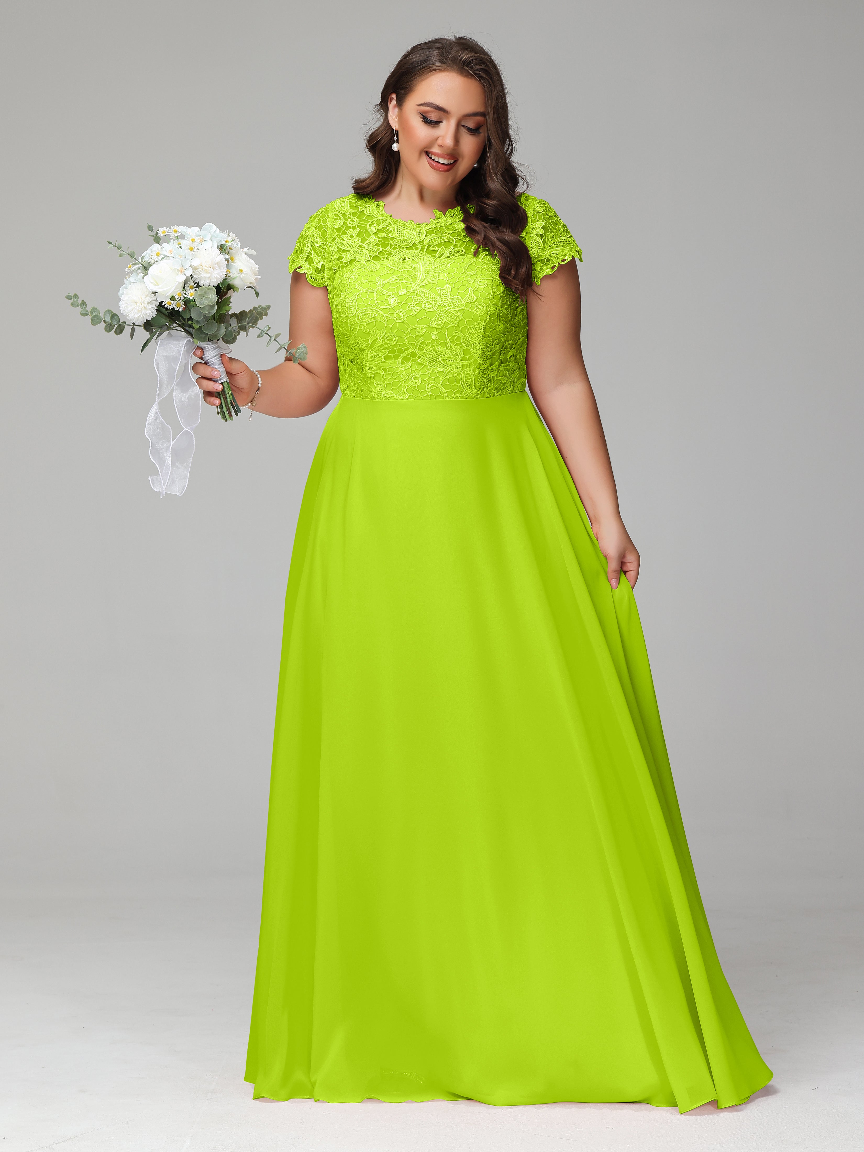 Crew Neck Delicate Chiffon Plus Size Mother of the Bride Dresses