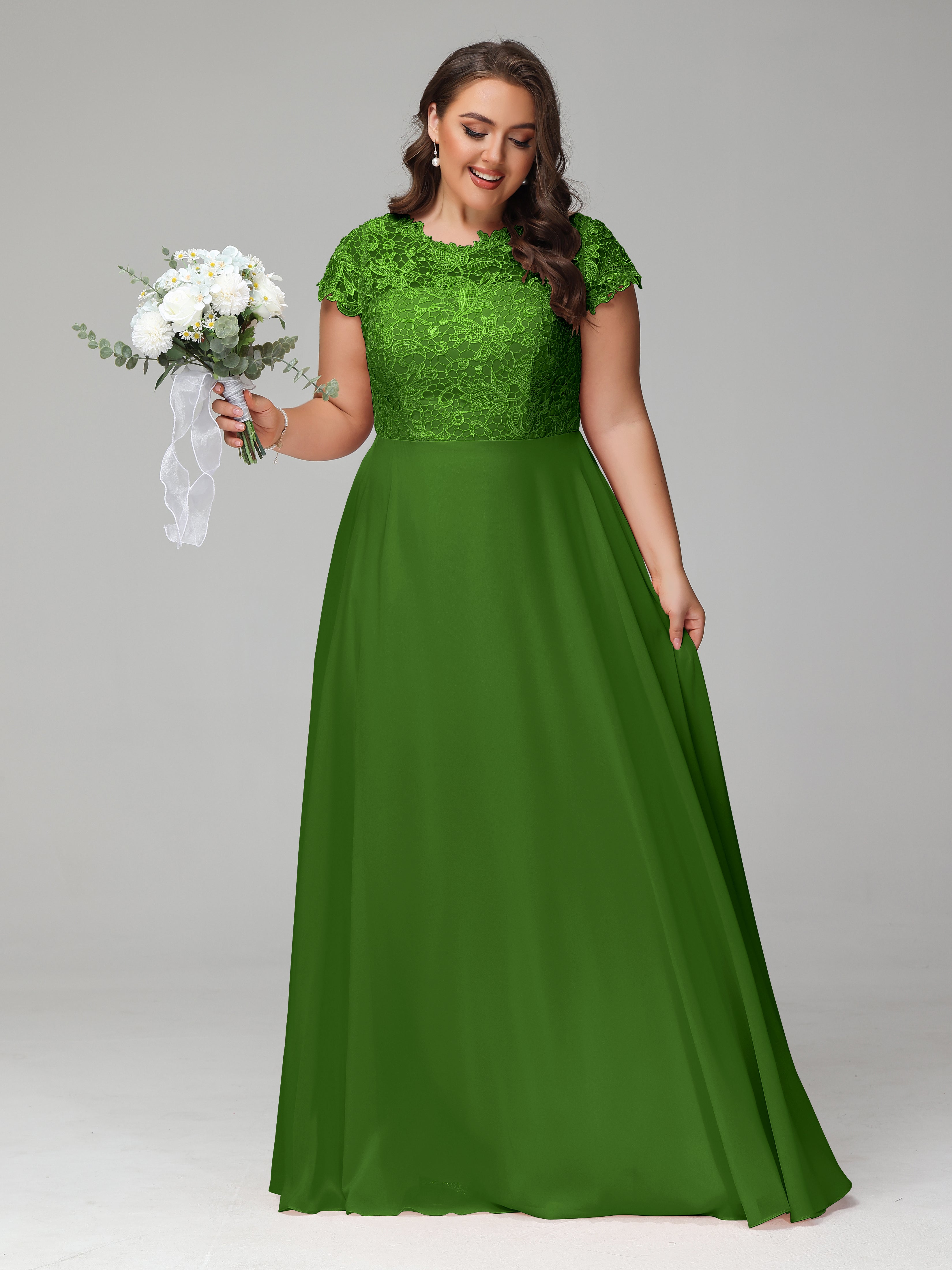 Crew Neck Delicate Chiffon Plus Size Mother of the Bride Dresses