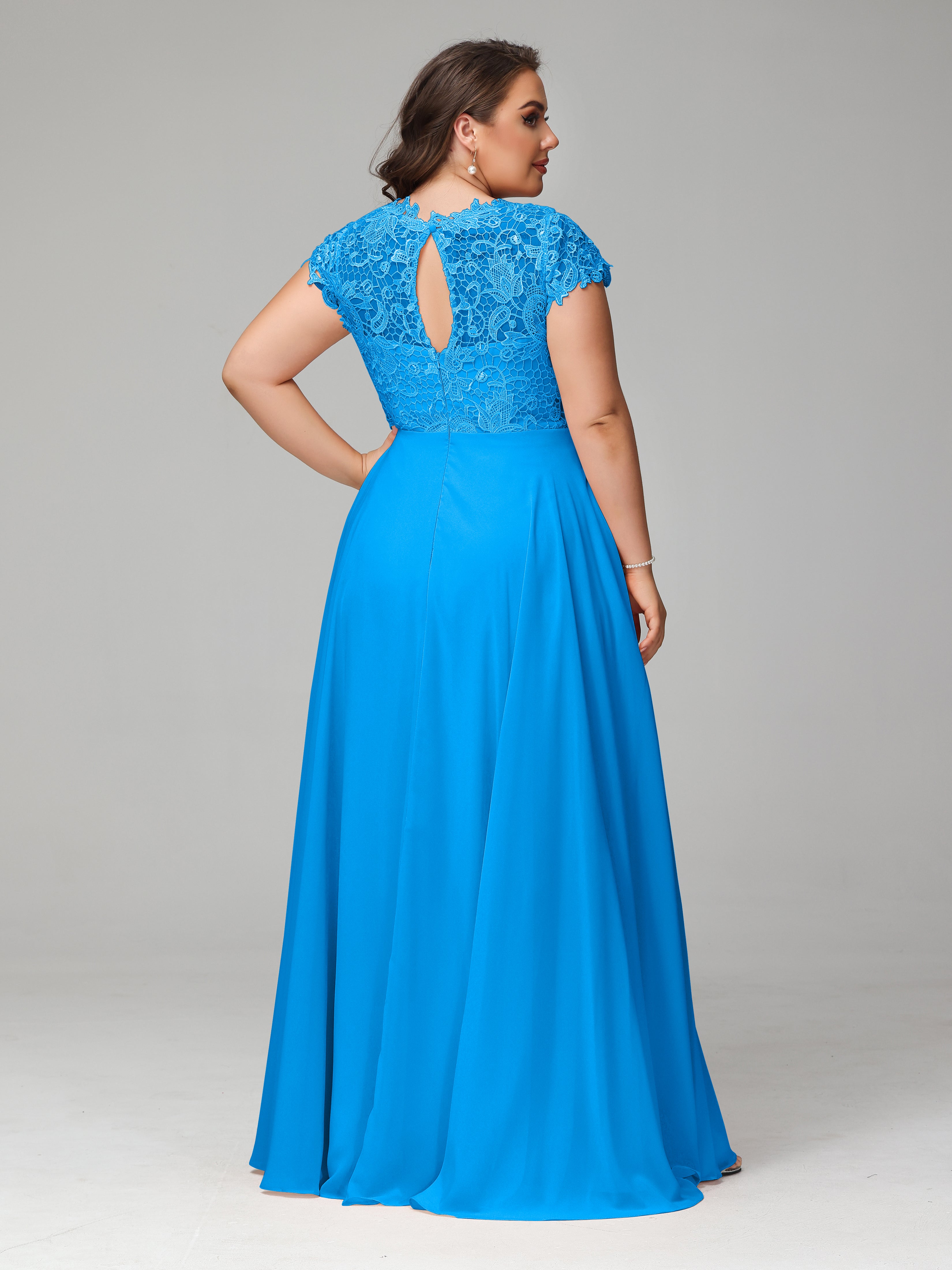 Crew Neck Delicate Chiffon Plus Size Mother of the Bride Dresses