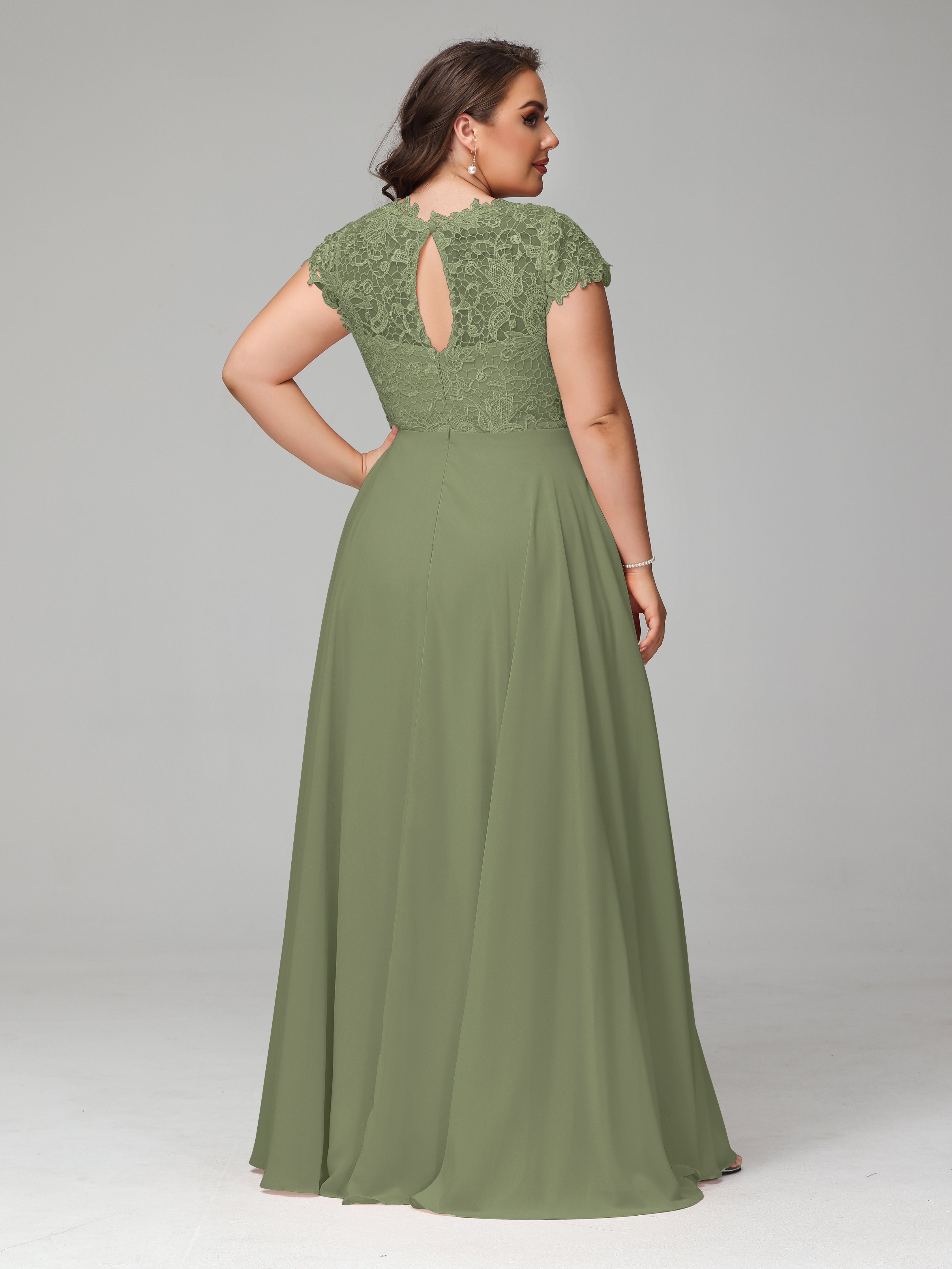 Crew Neck Delicate Chiffon Plus Size Mother of the Bride Dresses