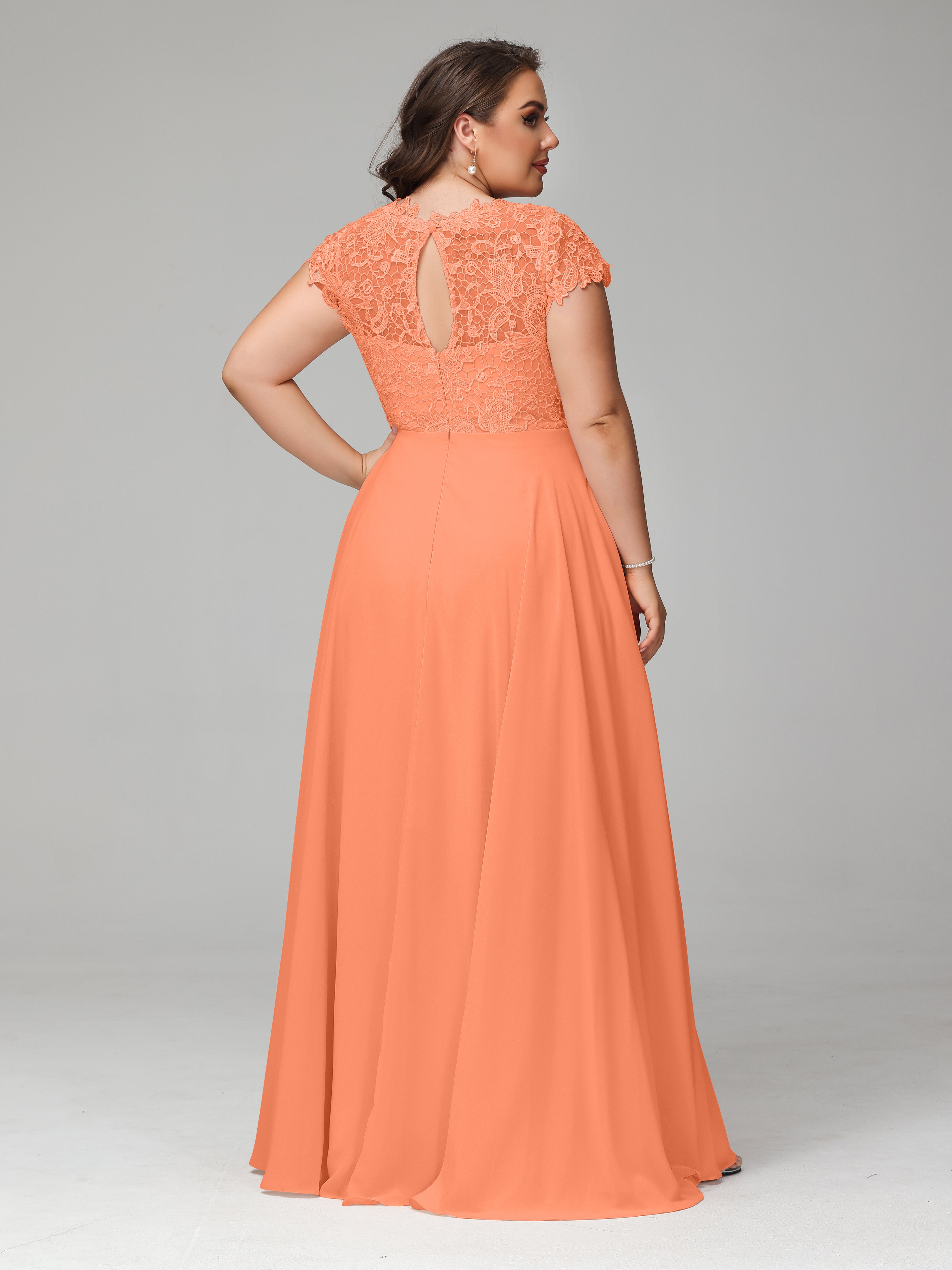 Crew Neck Delicate Chiffon Plus Size Mother of the Bride Dresses