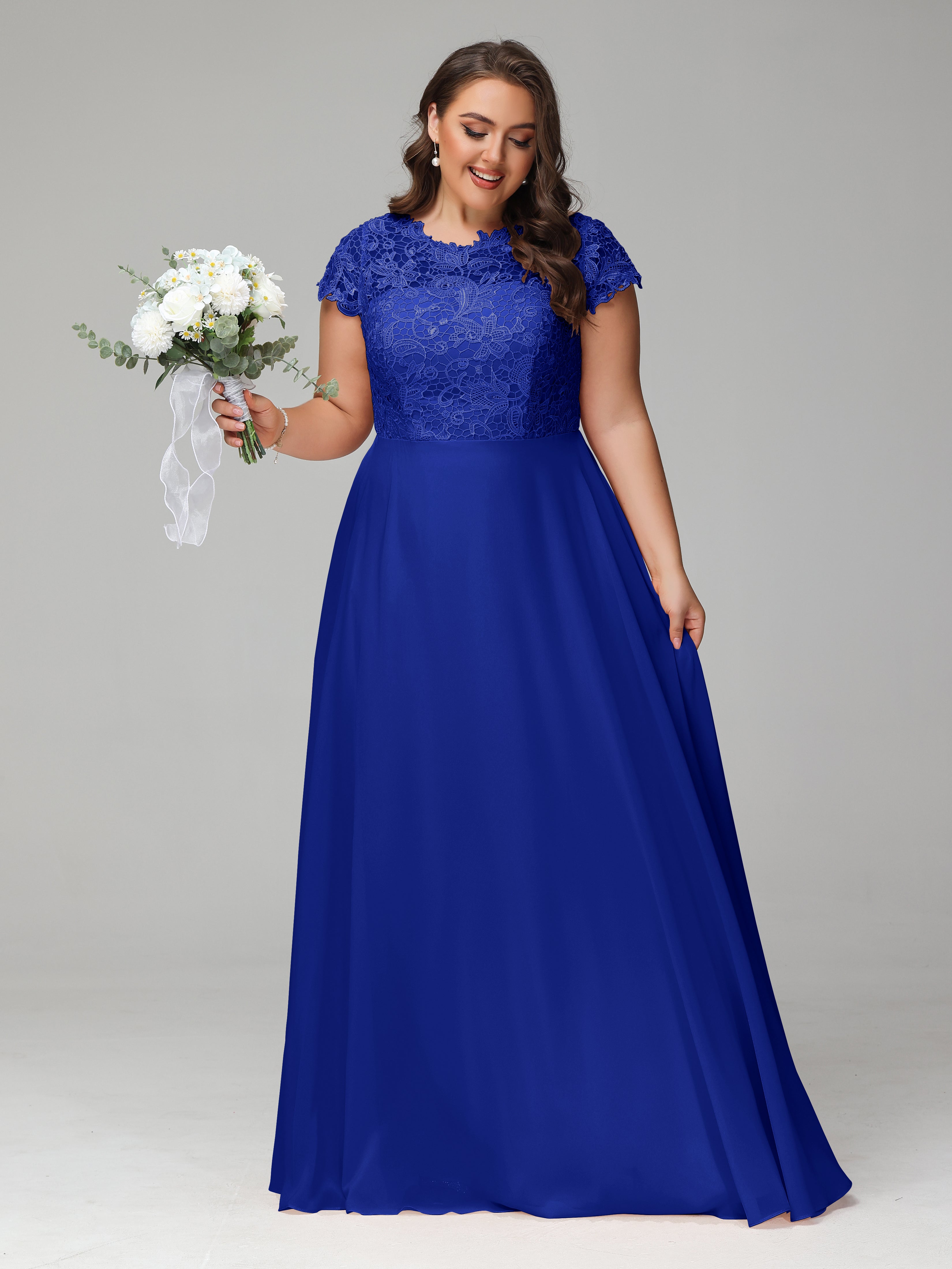 Crew Neck Delicate Chiffon Plus Size Mother of the  Groom Dresses