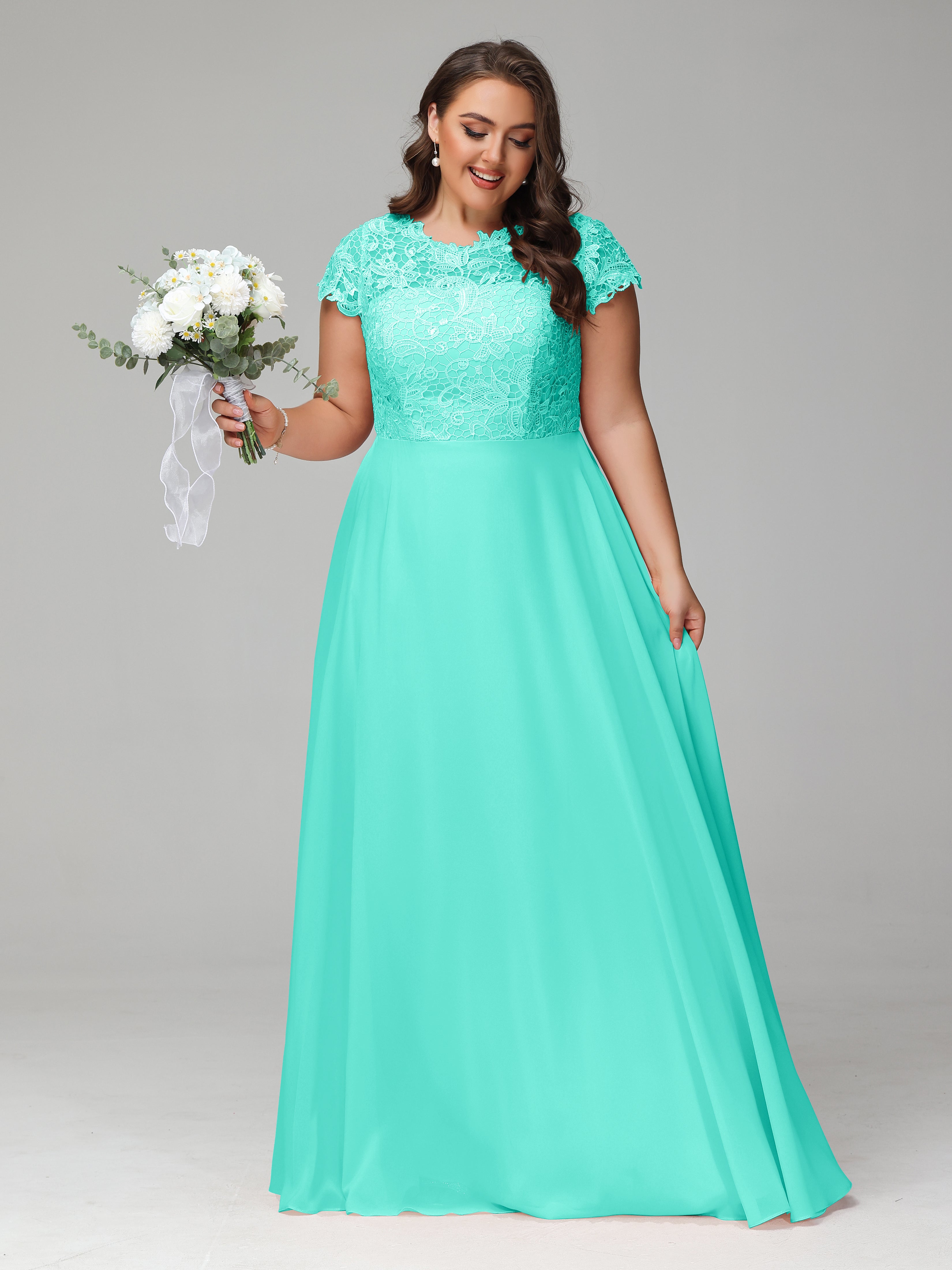 Crew Neck Delicate Chiffon Plus Size Mother of the Bride Dresses