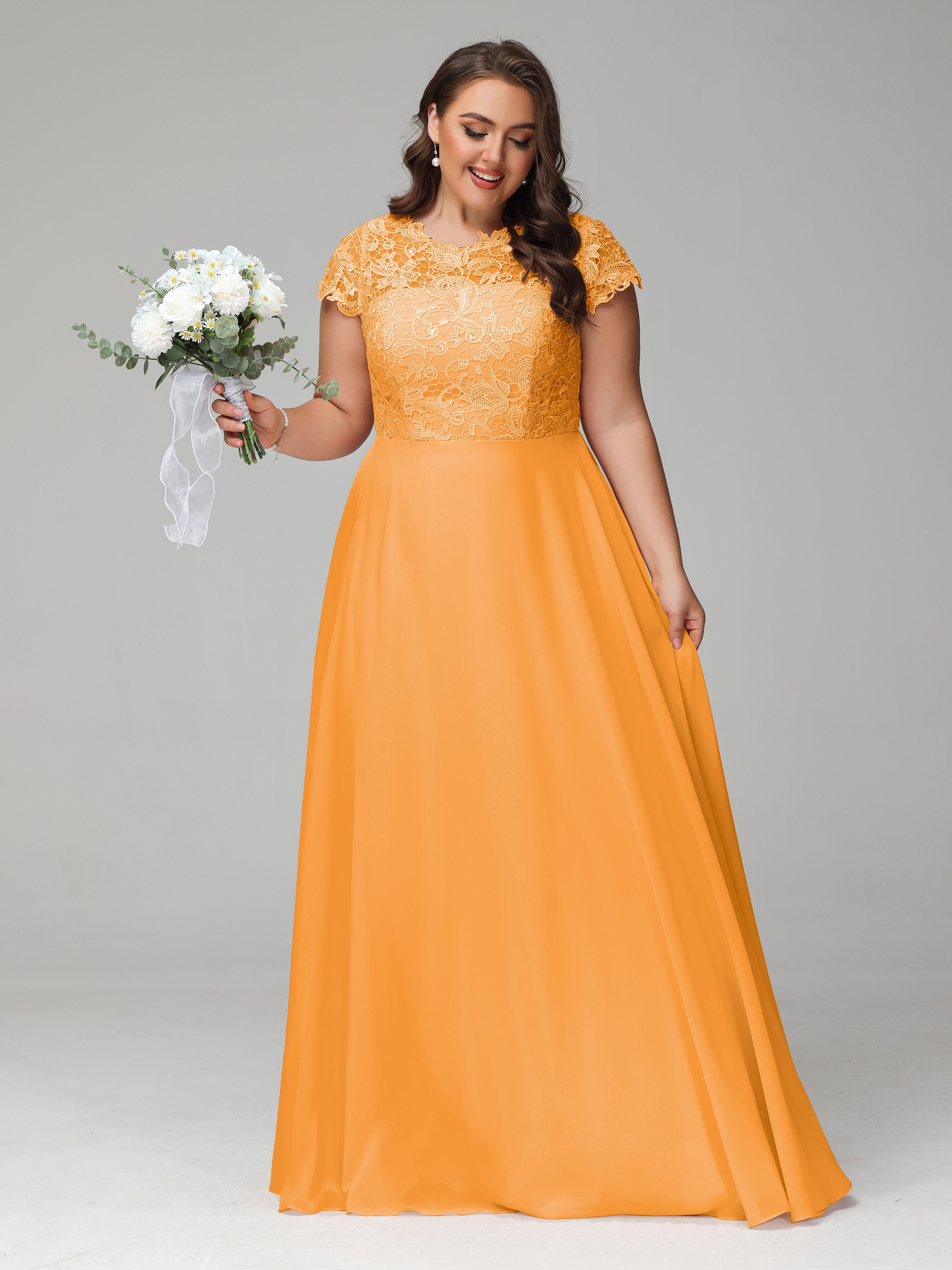 Crew Neck Delicate Chiffon Plus Size Mother of the  Groom Dresses