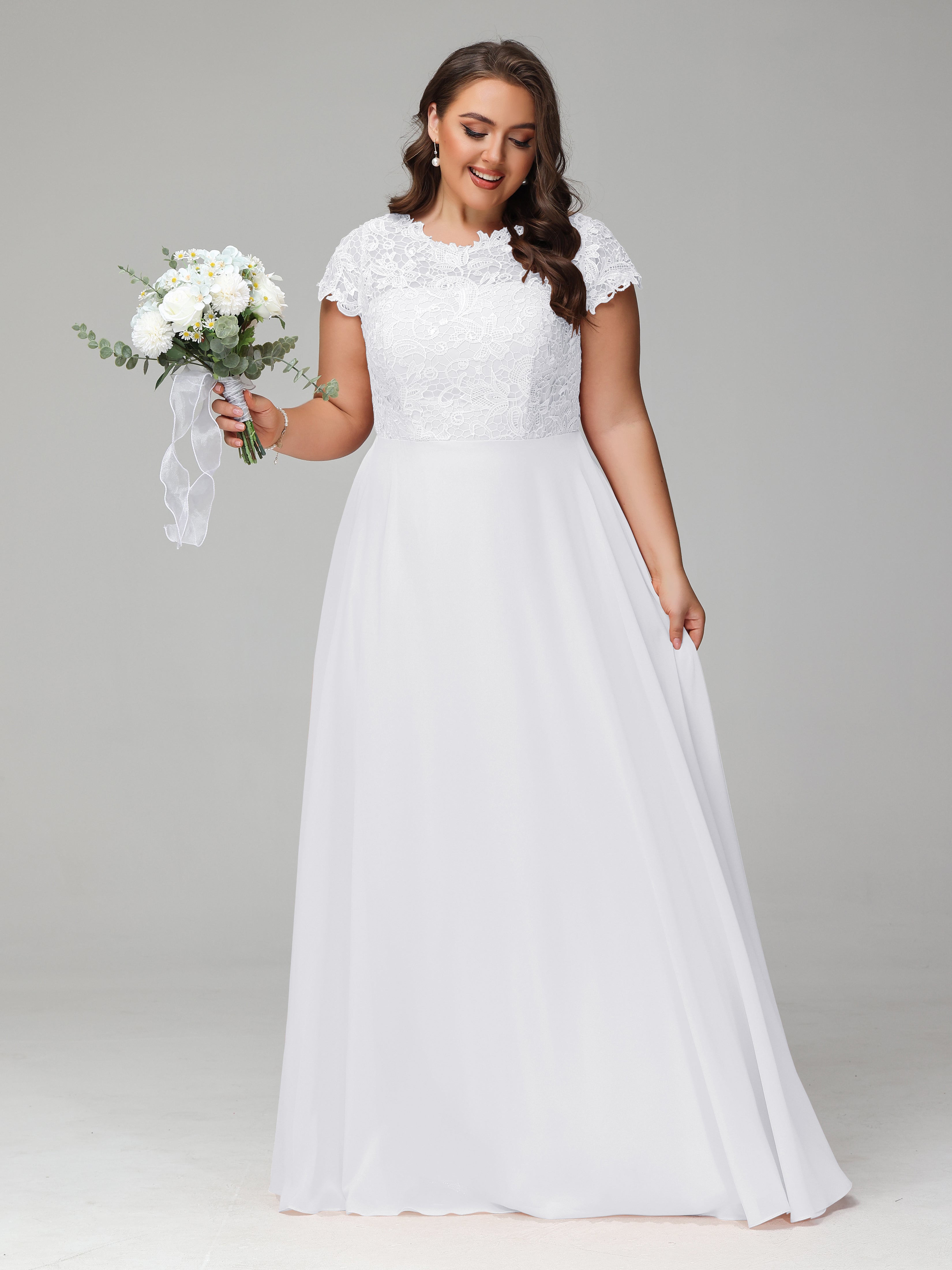 Crew Neck Delicate Chiffon Plus Size Mother of the Bride Dresses