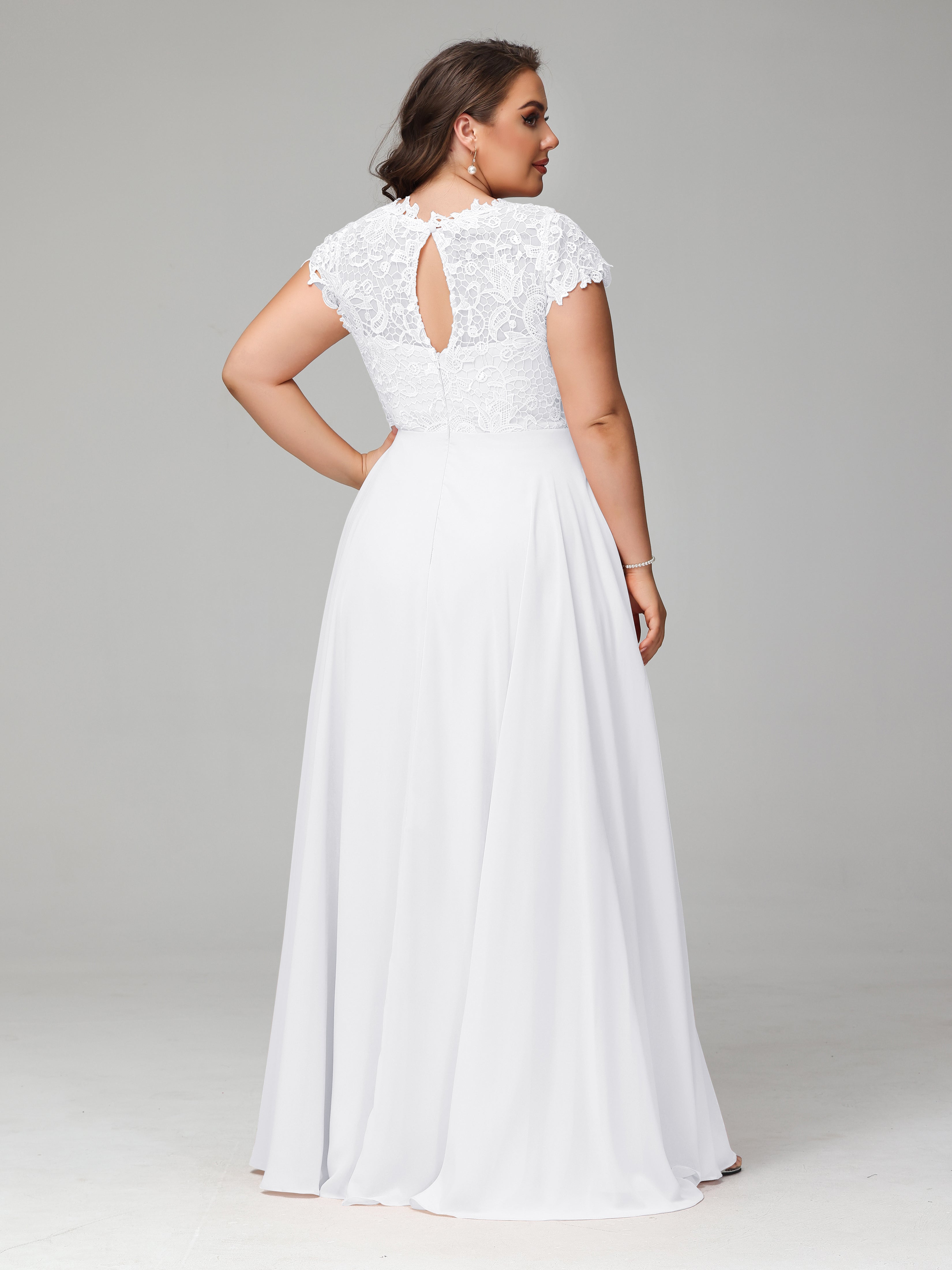 Crew Neck Delicate Chiffon Plus Size Mother of the Bride Dresses