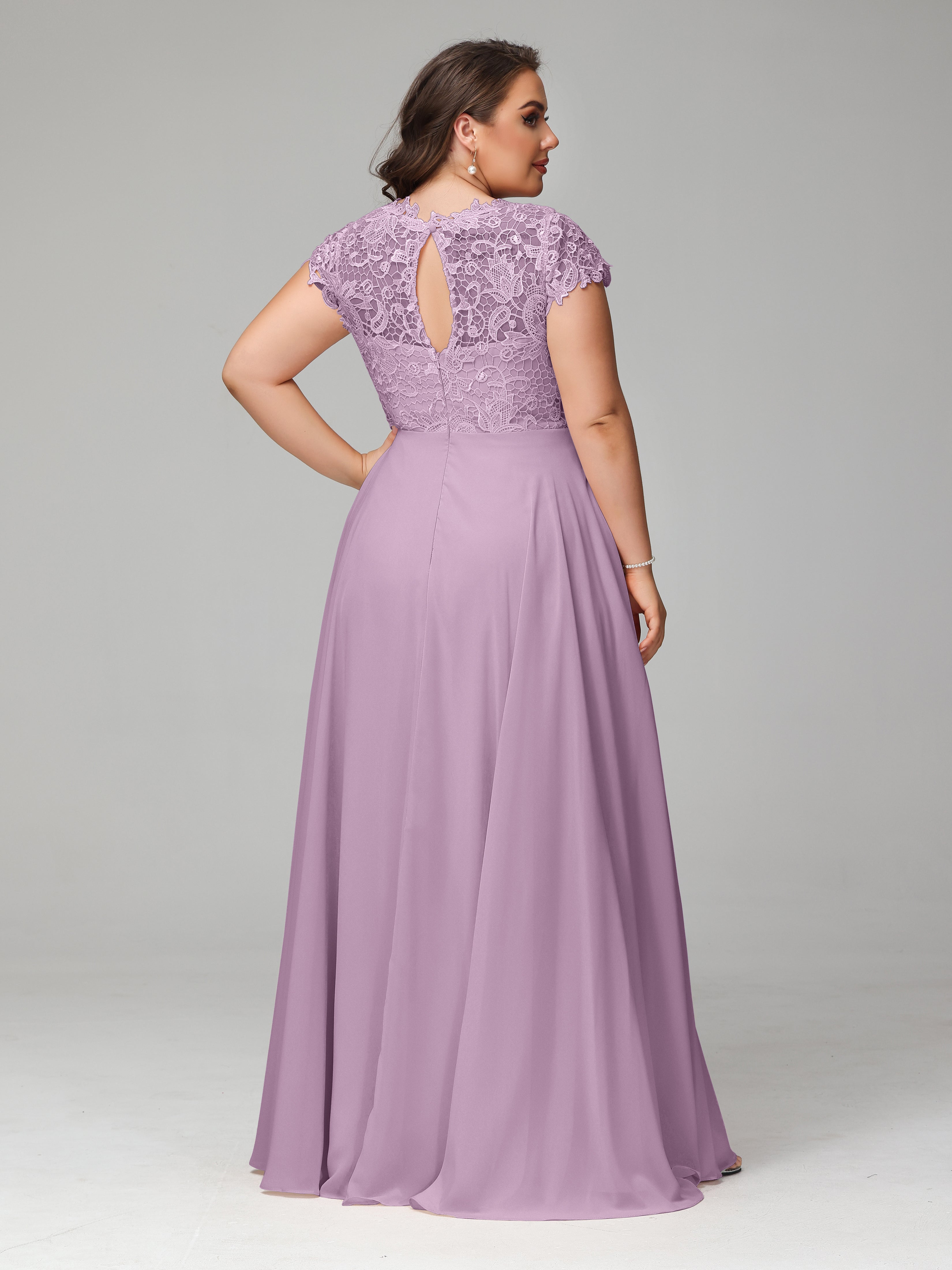 Crew Neck Delicate Chiffon Plus Size Mother of the Bride Dresses