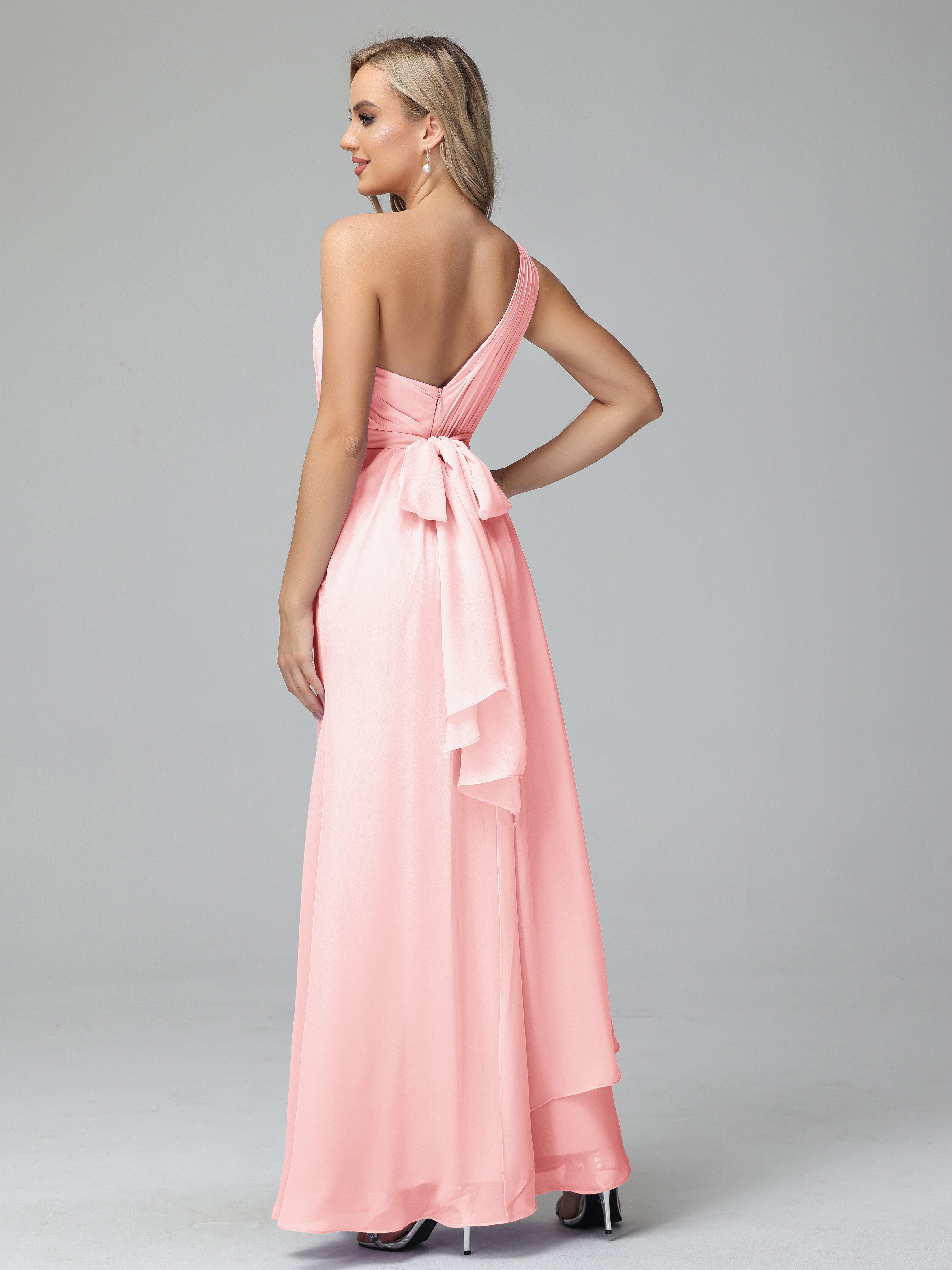 Daphne One Shoulder Chiffon Bridesmaid Dresses With Split