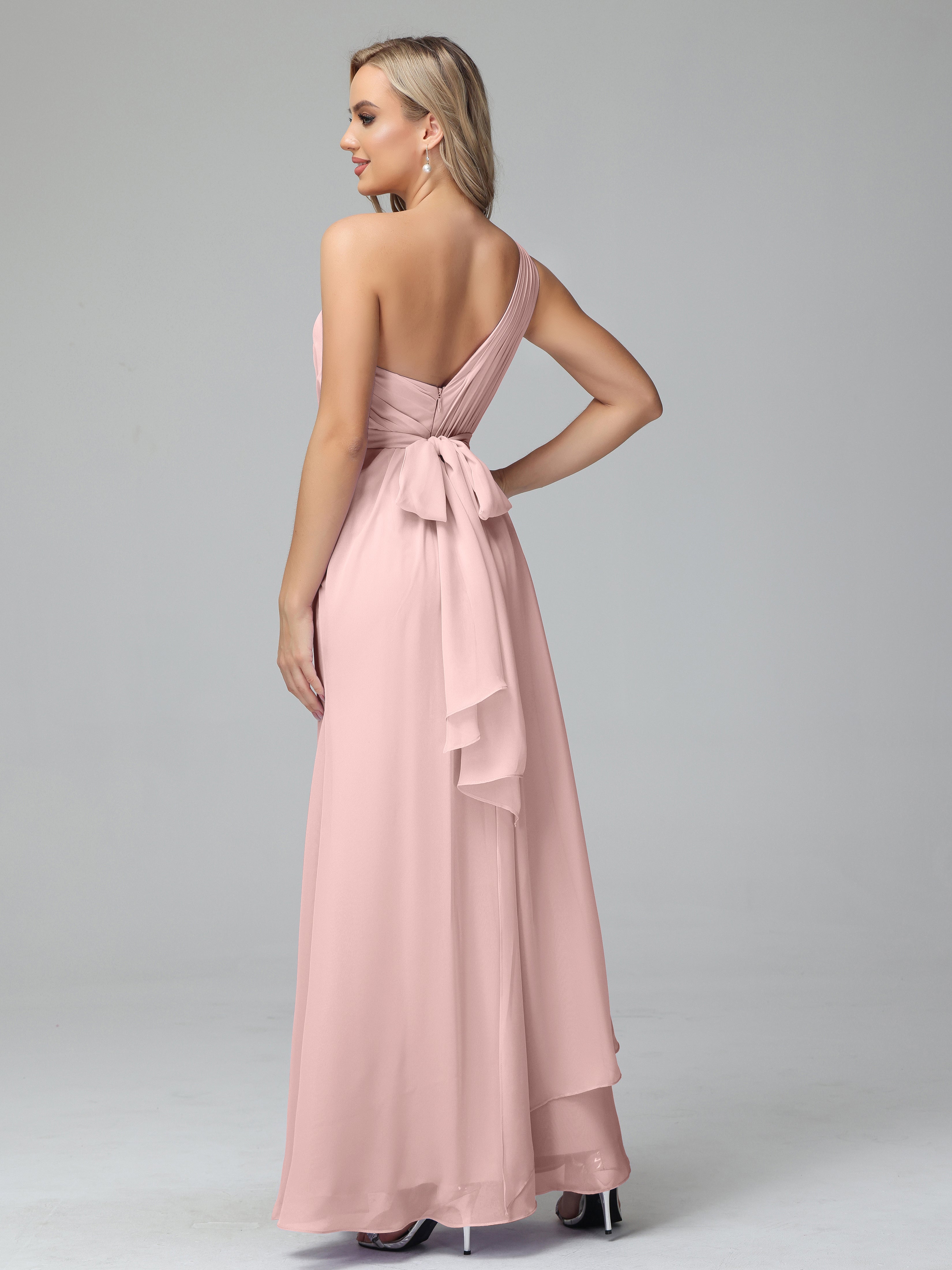 Daphne One Shoulder Chiffon Bridesmaid Dresses With Split