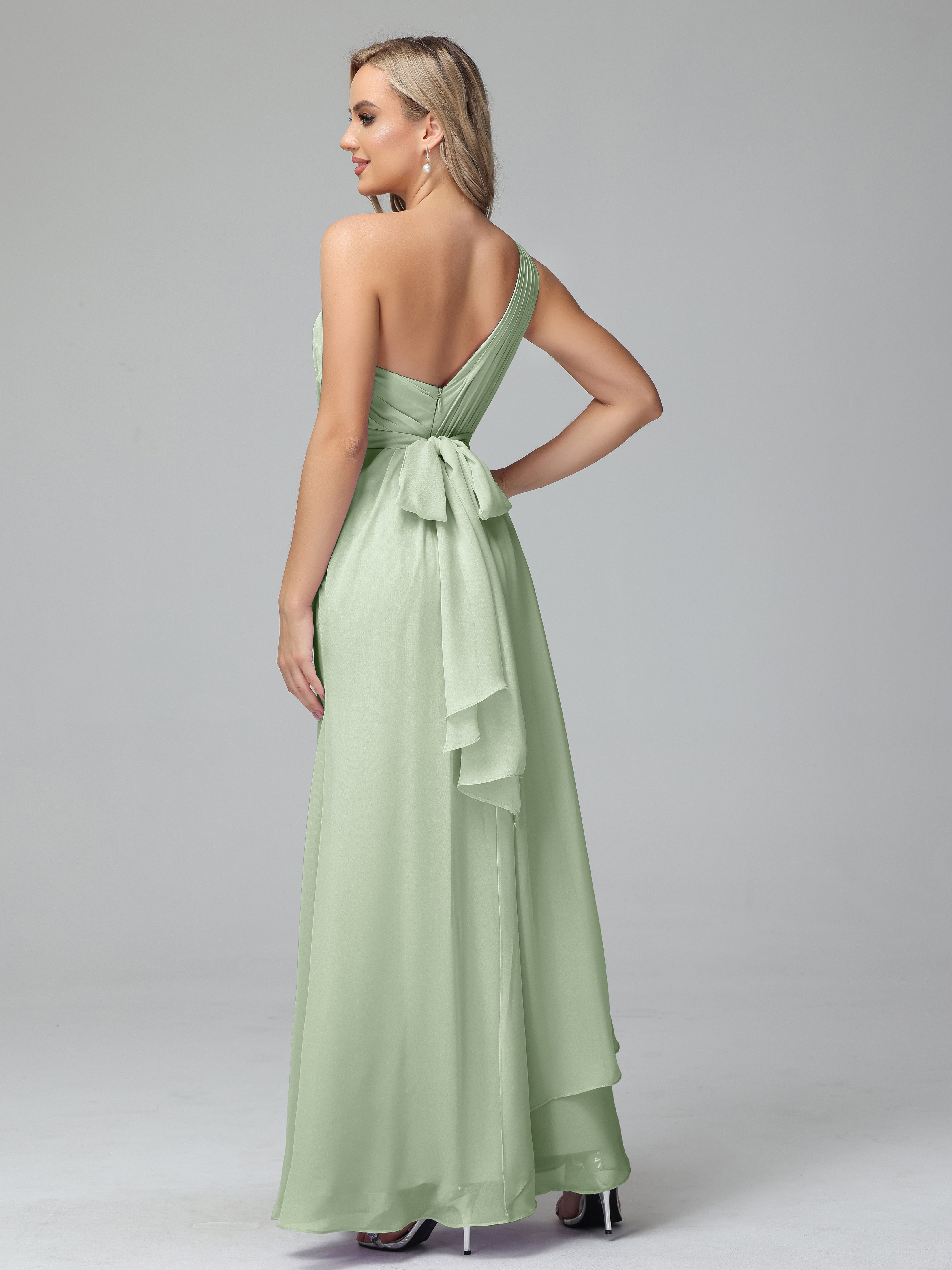 Daphne One Shoulder Chiffon Bridesmaid Dresses With Split