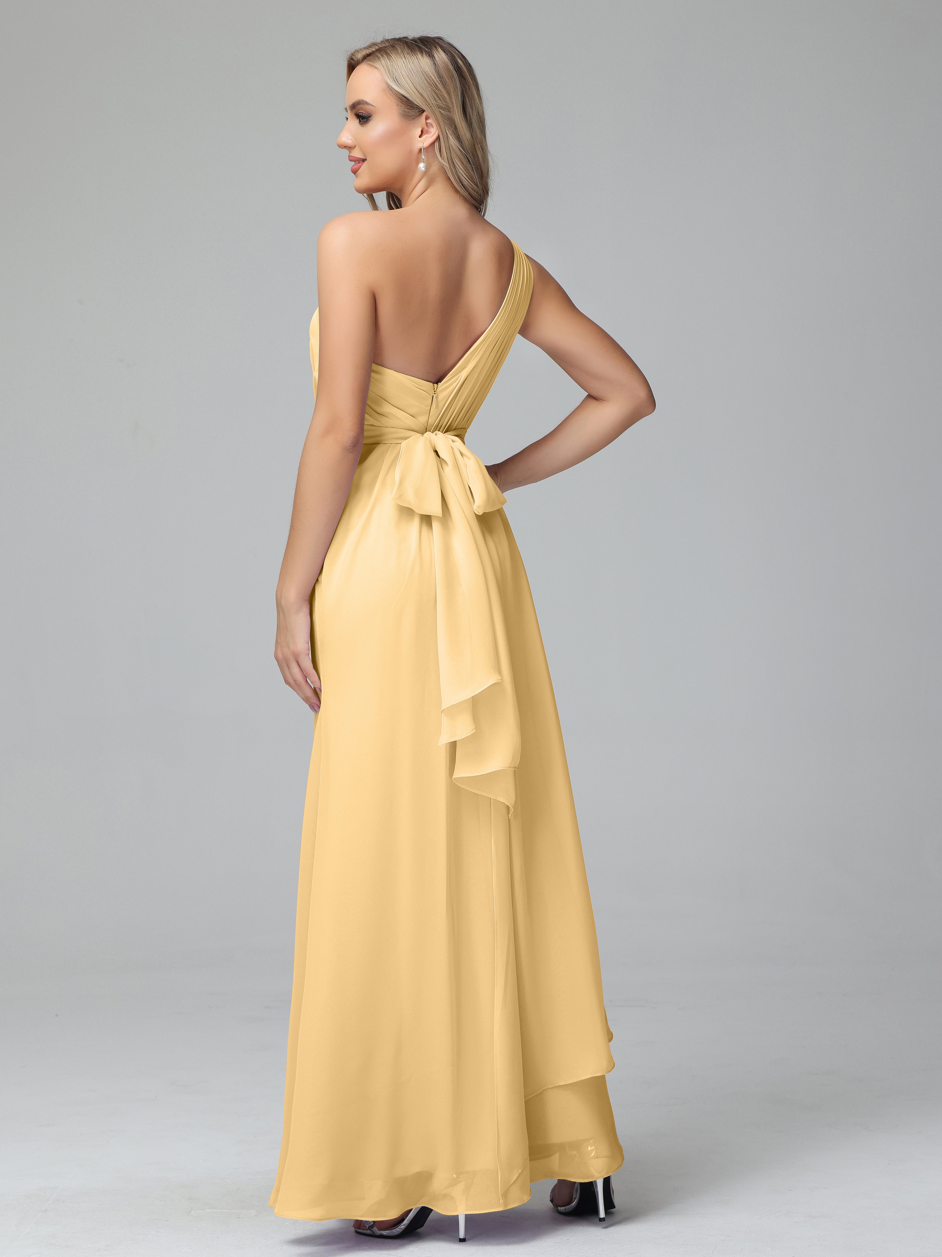 Daphne One Shoulder Chiffon Bridesmaid Dresses With Split