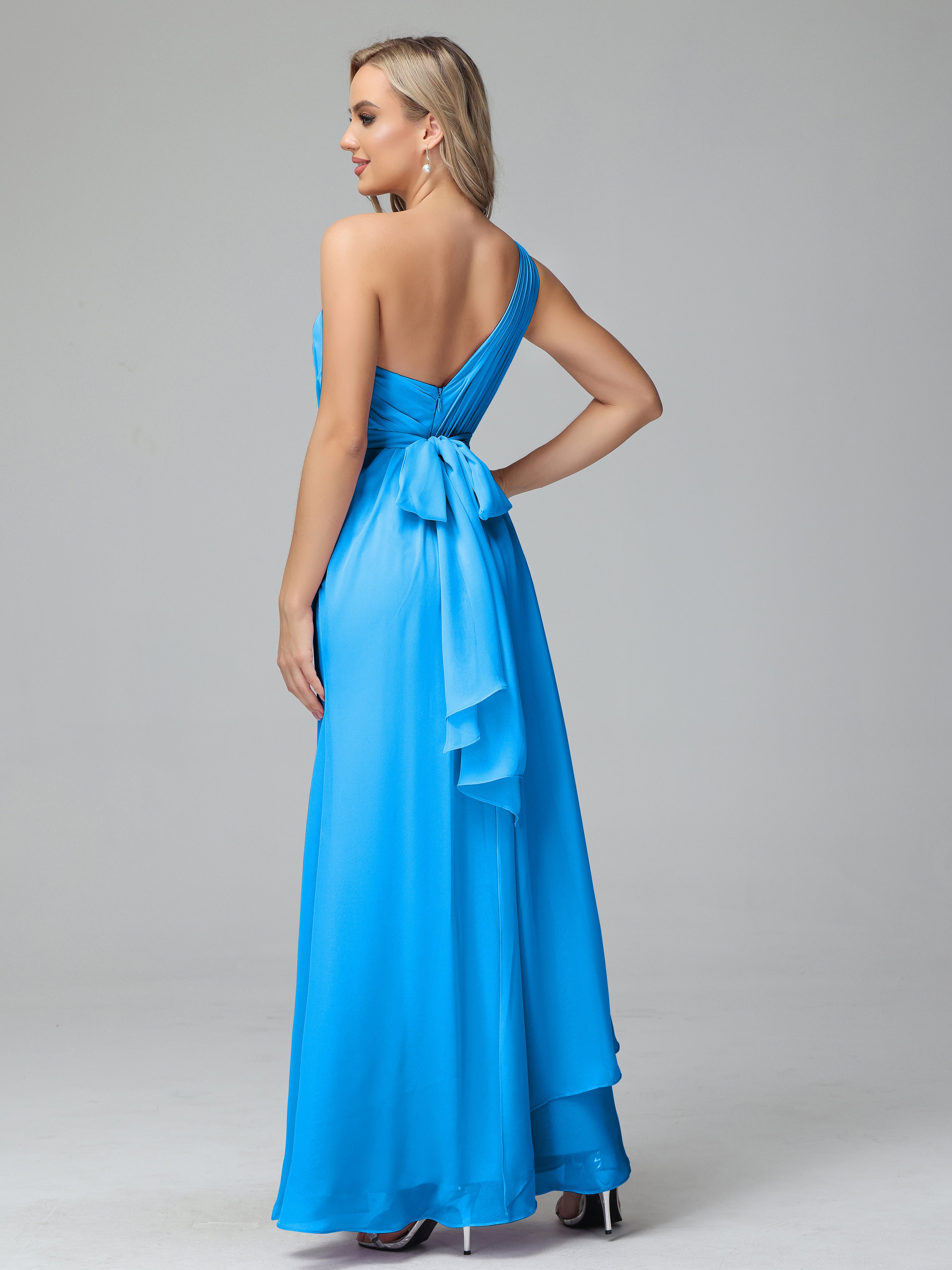 Daphne One Shoulder Chiffon Bridesmaid Dresses With Split