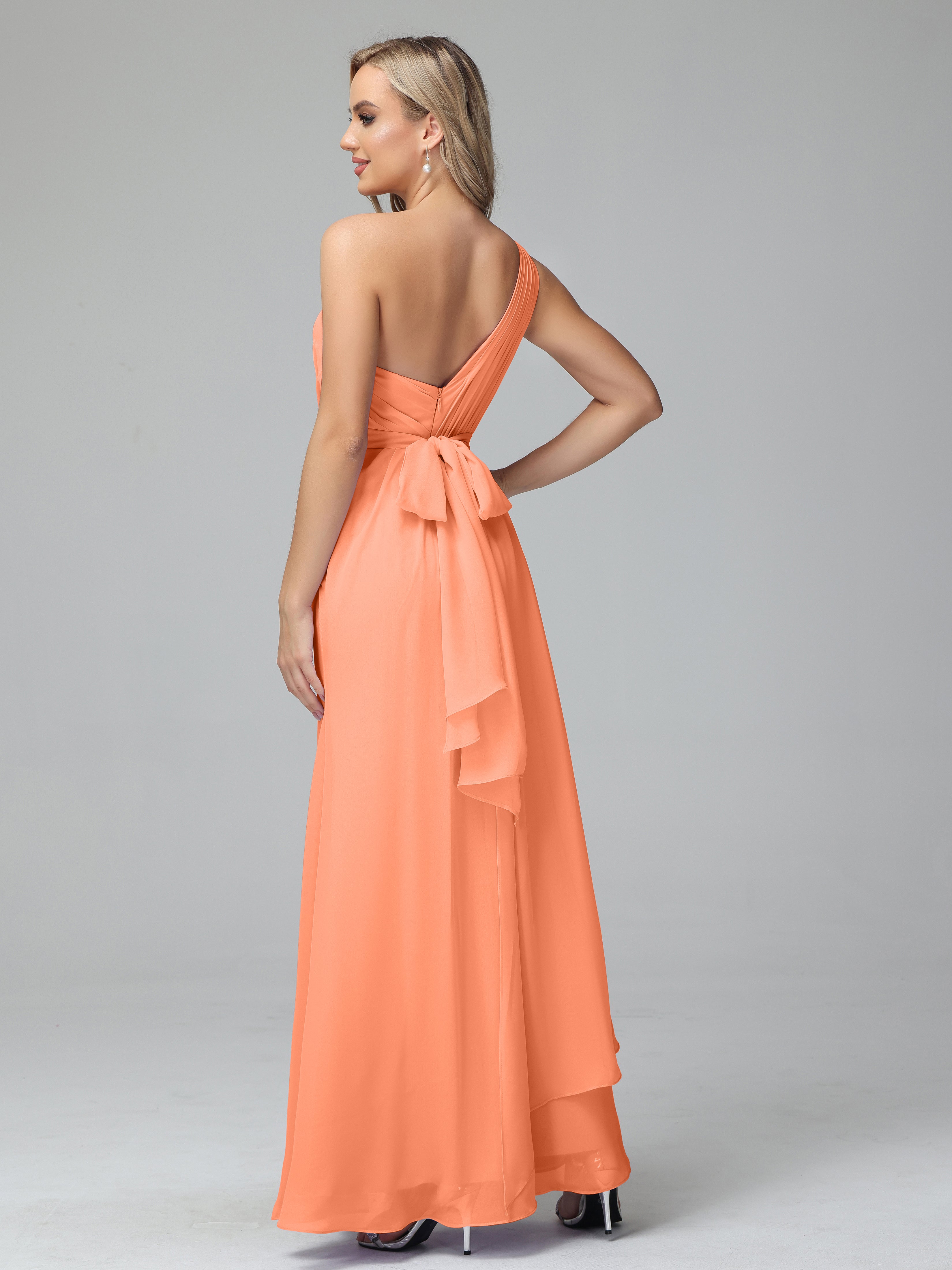 Daphne One Shoulder Chiffon Bridesmaid Dresses With Split