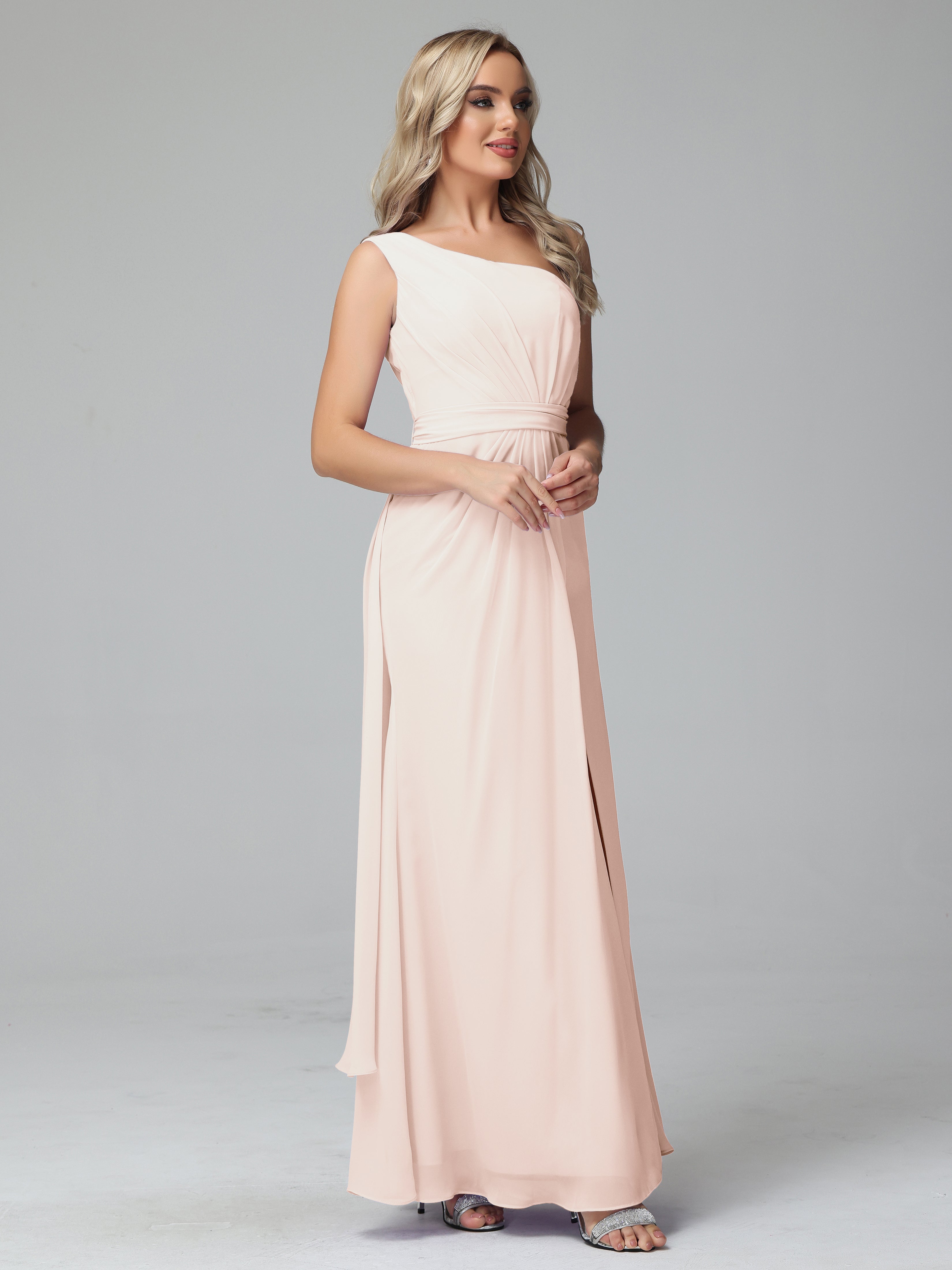 Daphne One Shoulder Chiffon Bridesmaid Dresses With Split