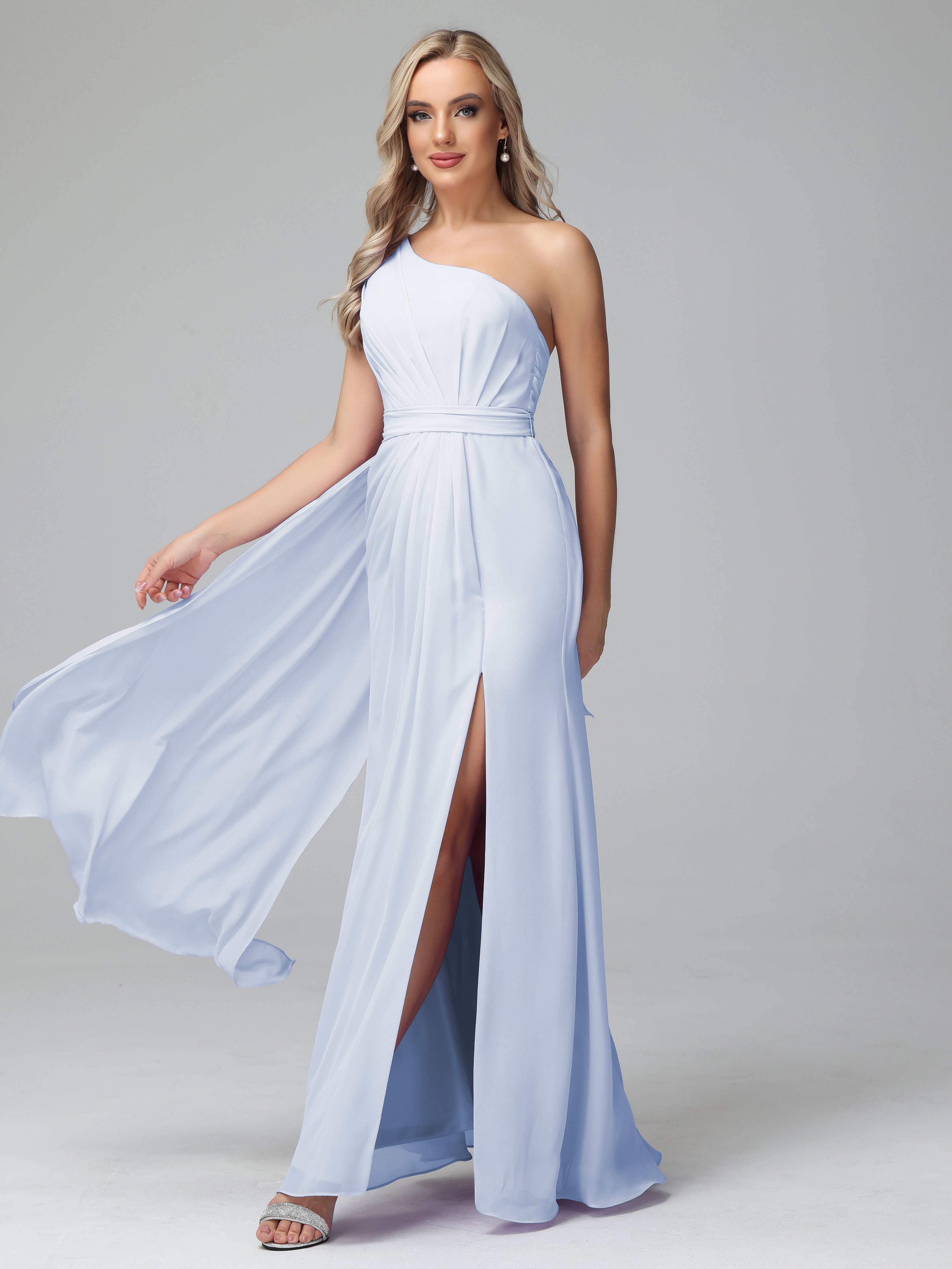 Daphne One Shoulder Chiffon Bridesmaid Dresses With Split