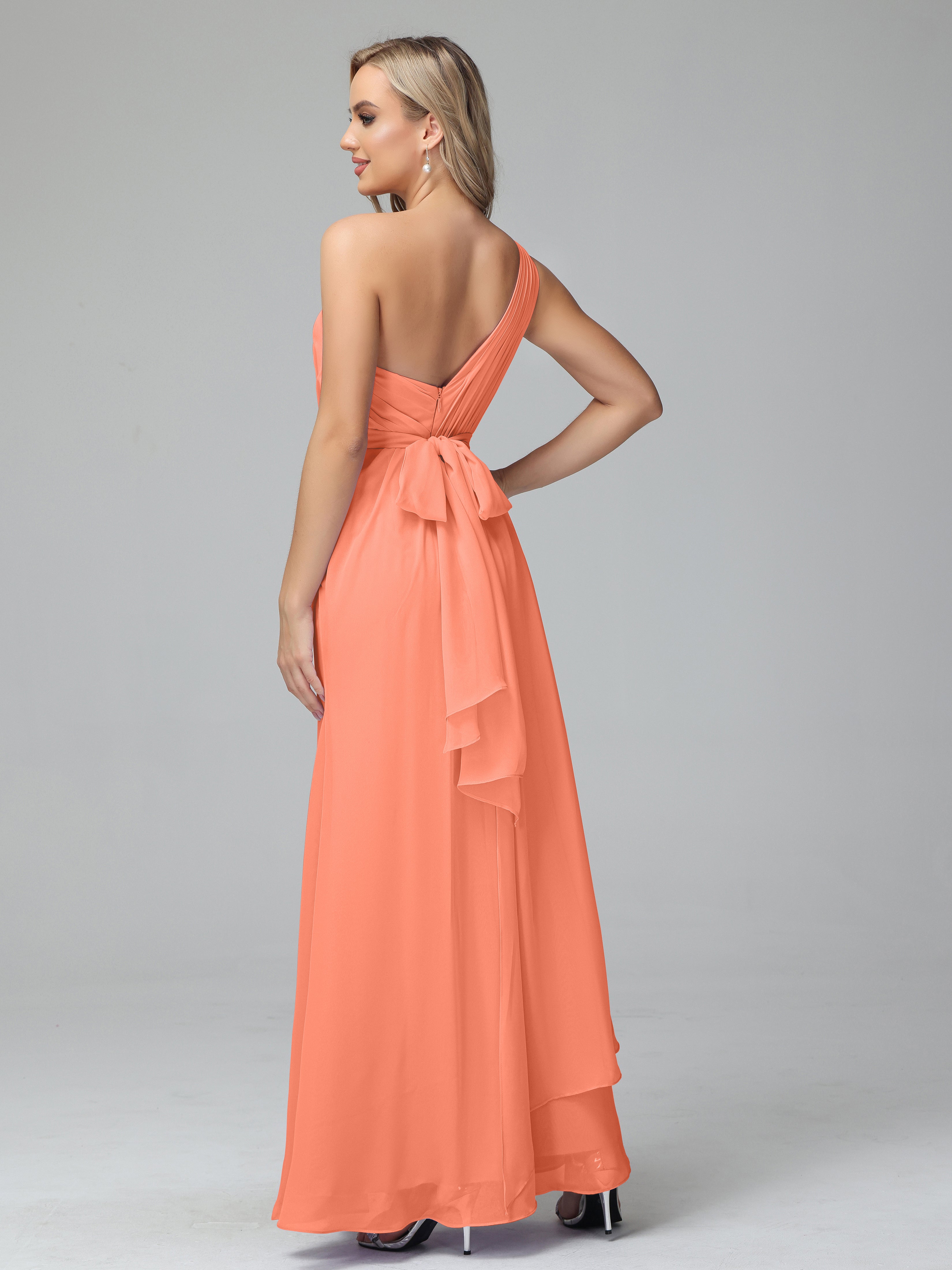 Daphne One Shoulder Chiffon Bridesmaid Dresses With Split