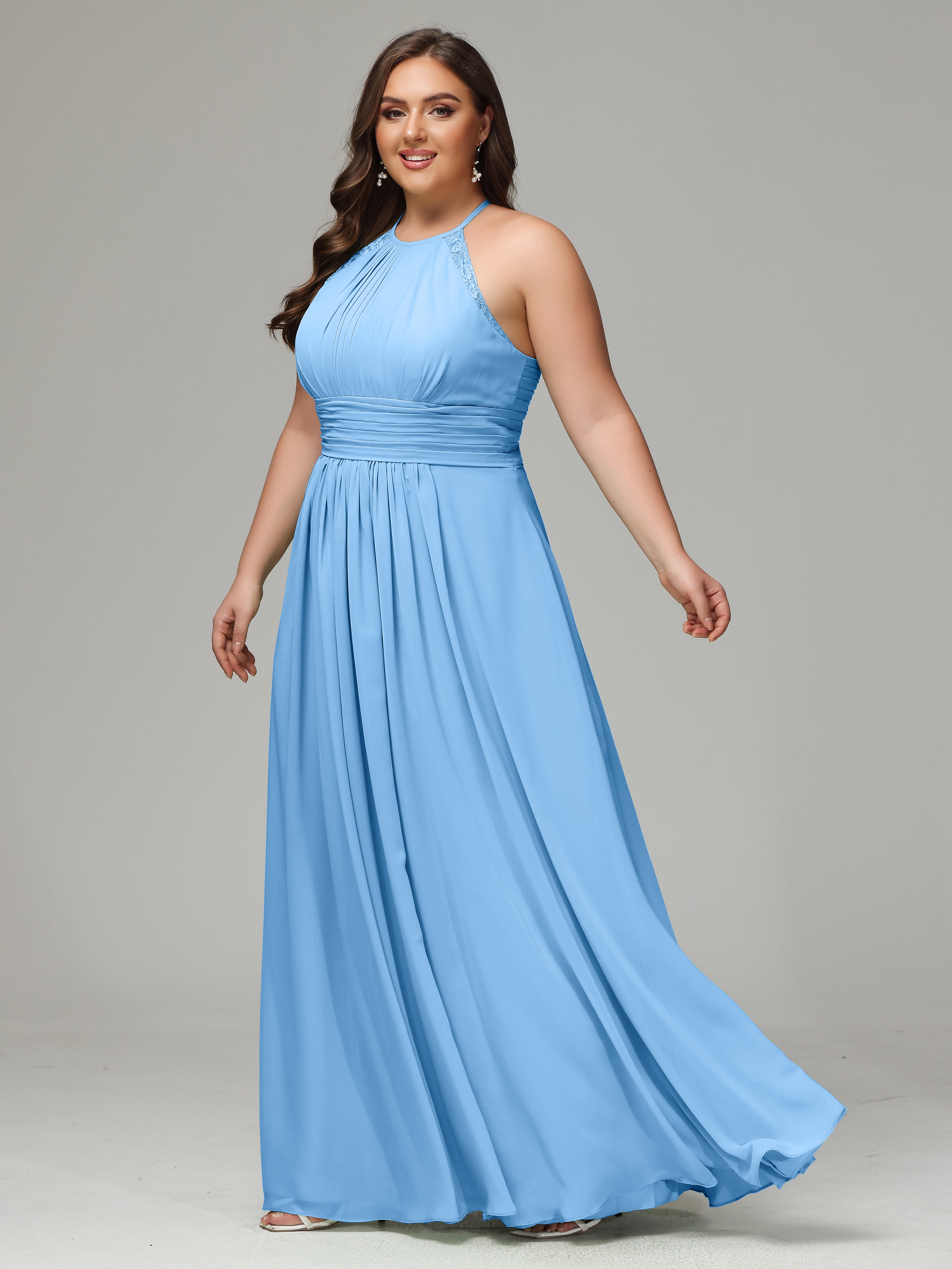 Halter Plus Size Chiffon Bridesmaid Dresses