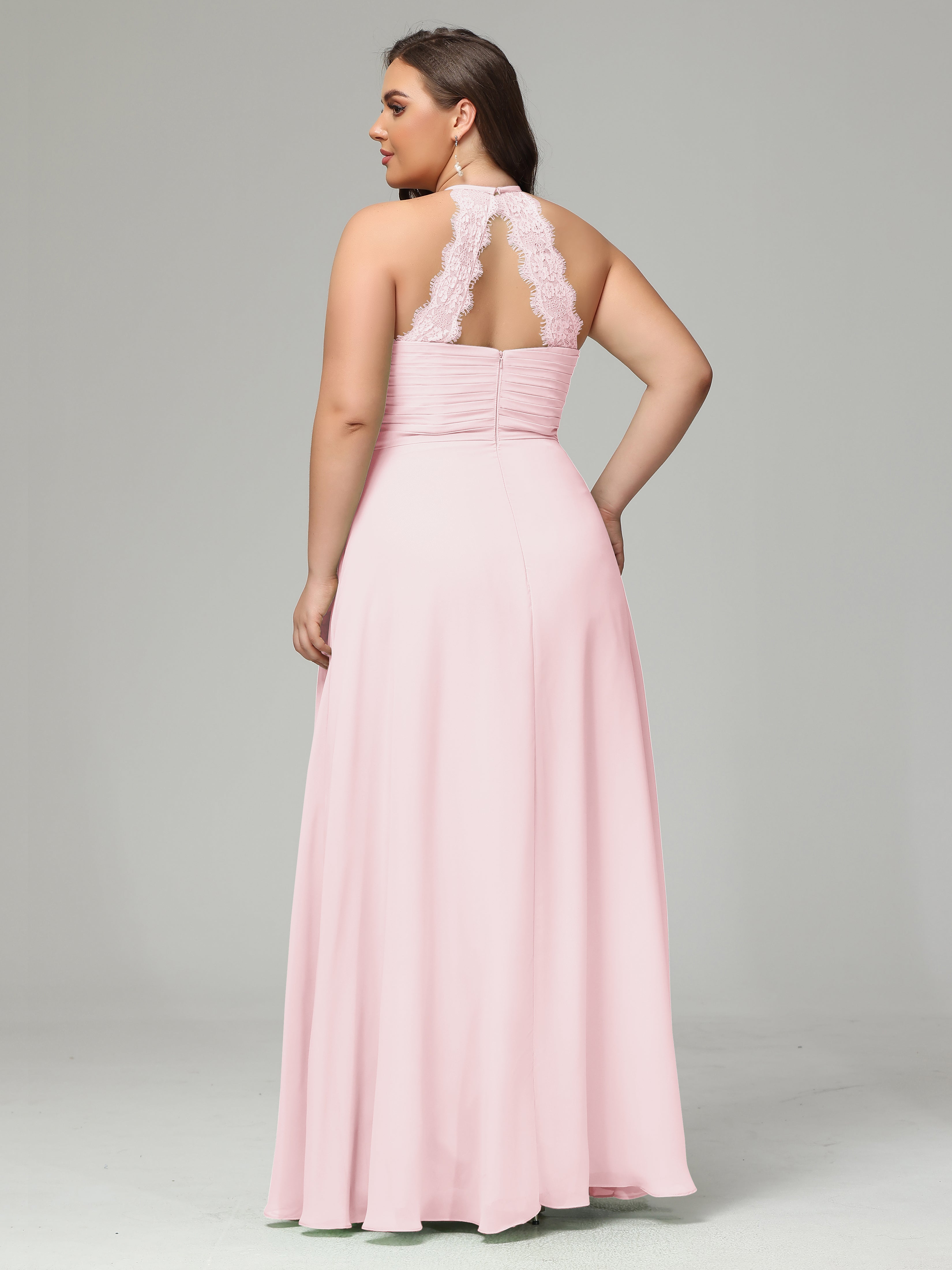 Halter Plus Size Chiffon Bridesmaid Dresses