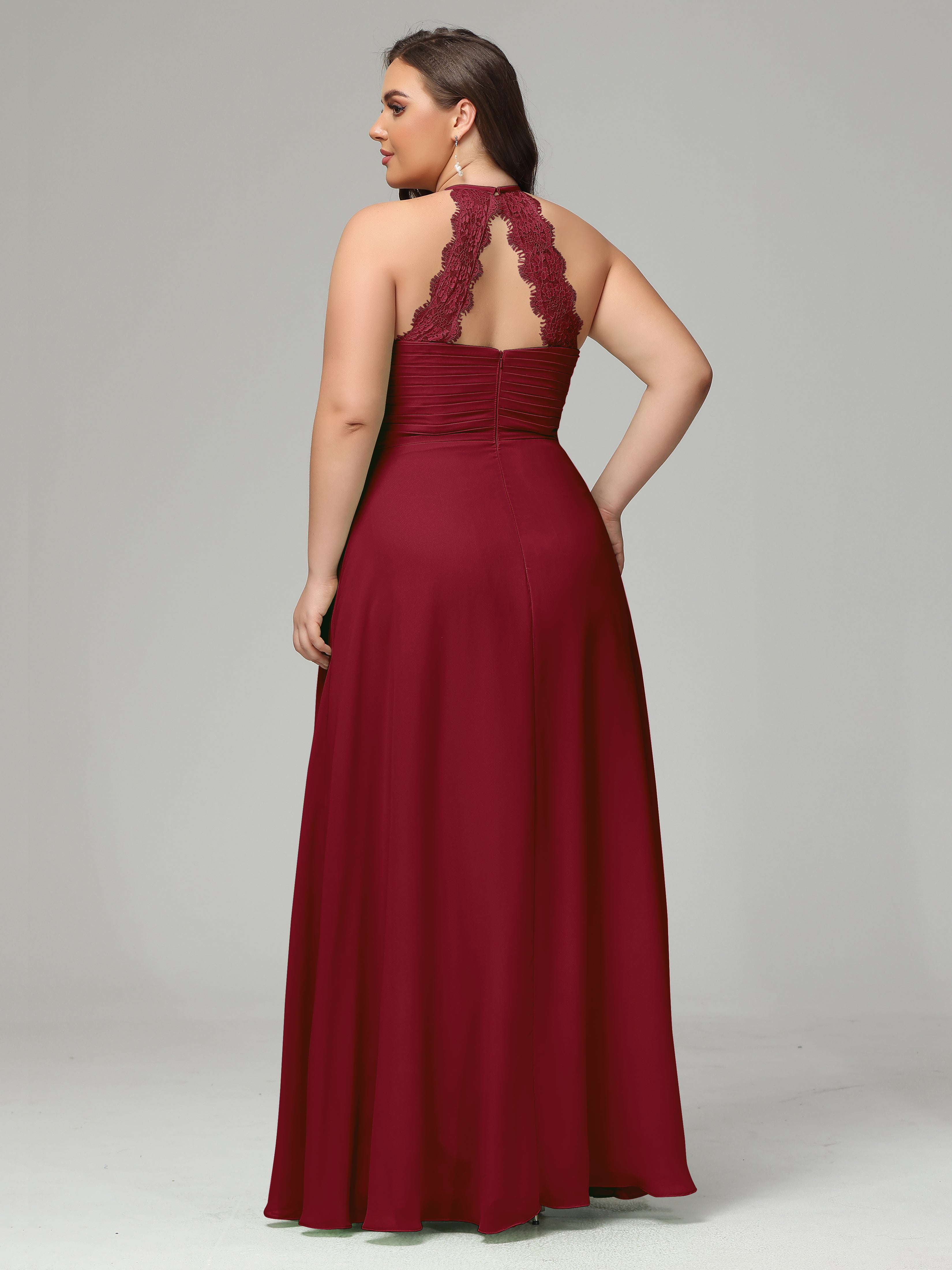 Halter Plus Size Chiffon Bridesmaid Dresses