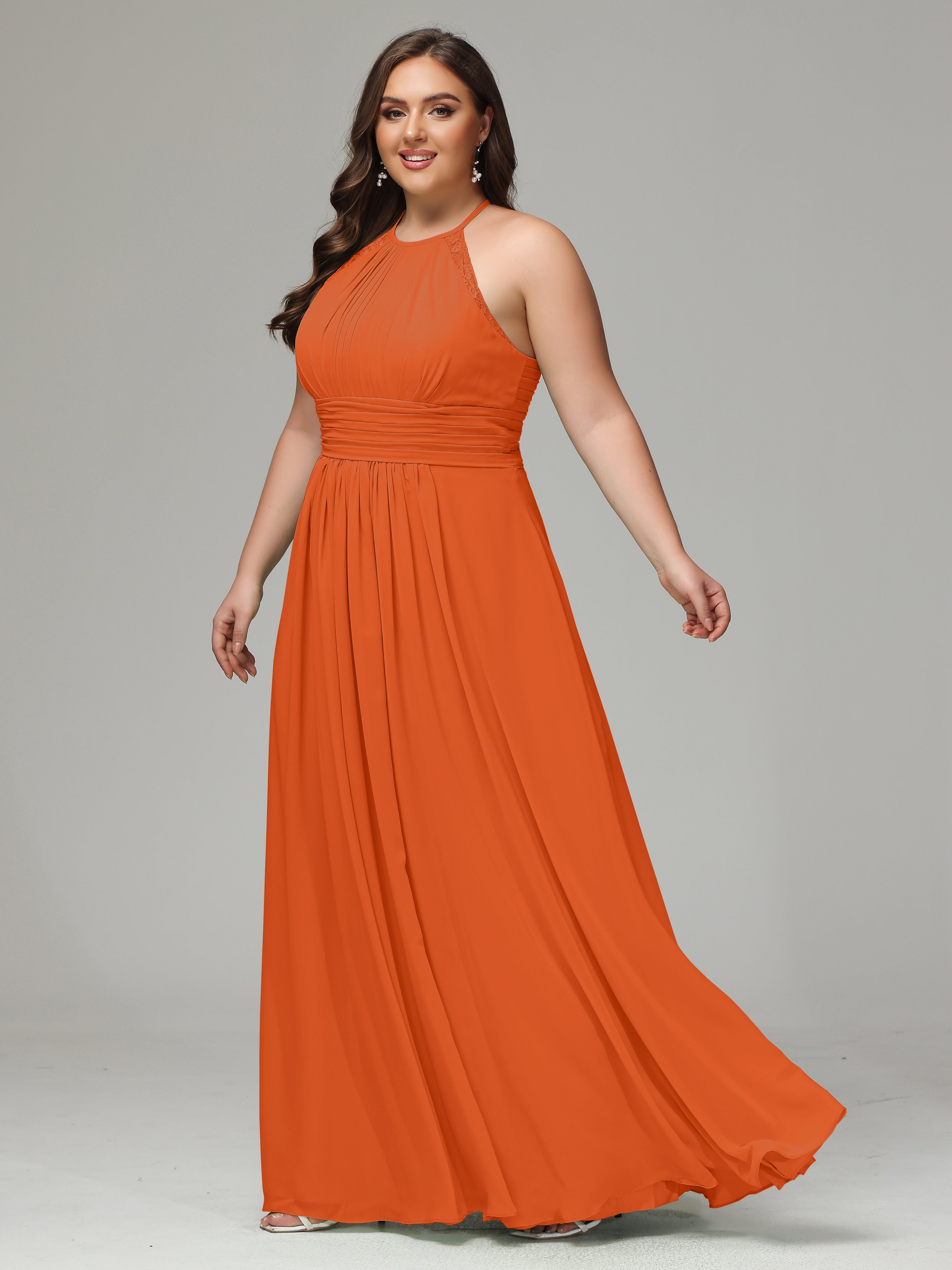 Halter Plus Size Chiffon Bridesmaid Dresses