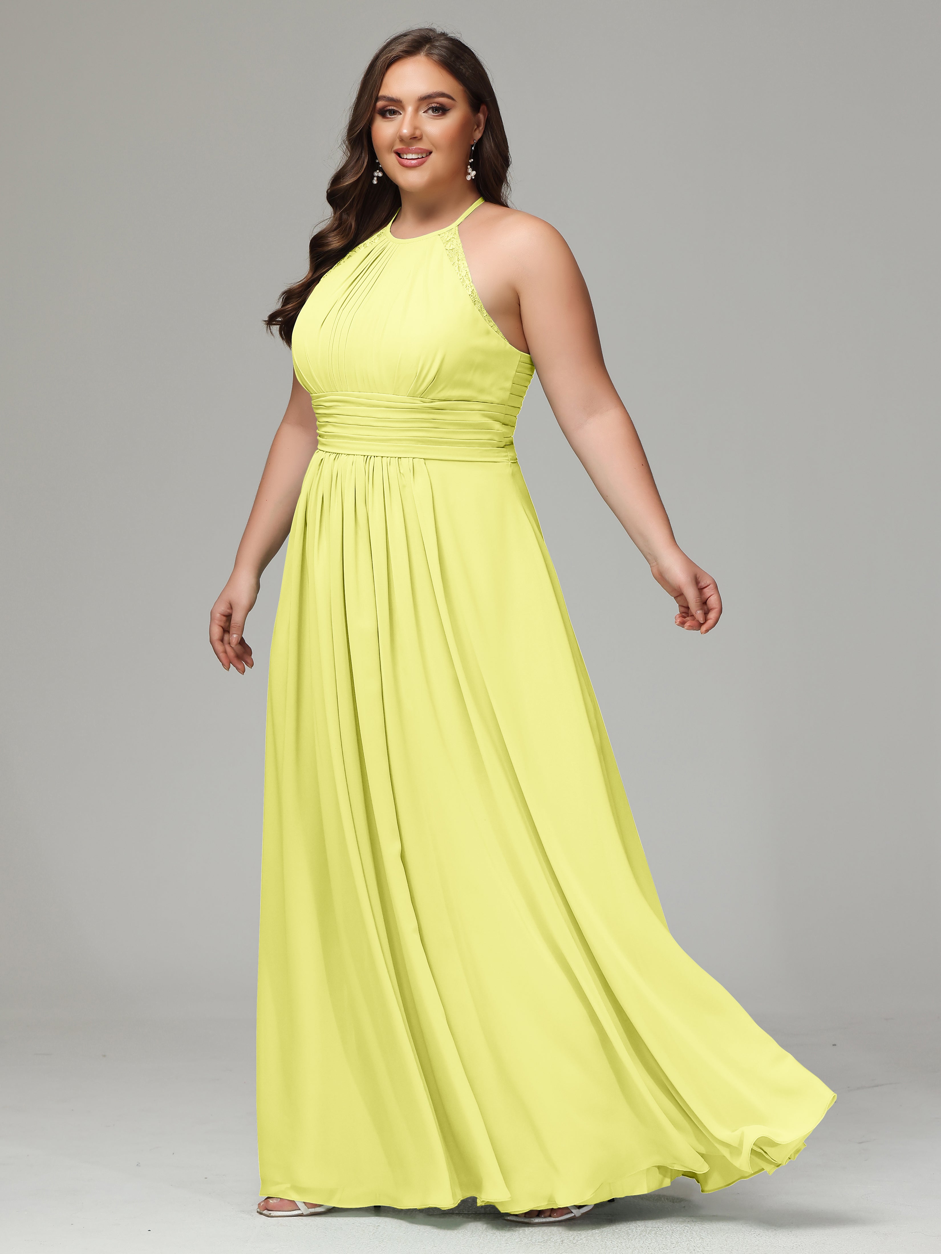 Halter Plus Size Chiffon Bridesmaid Dresses