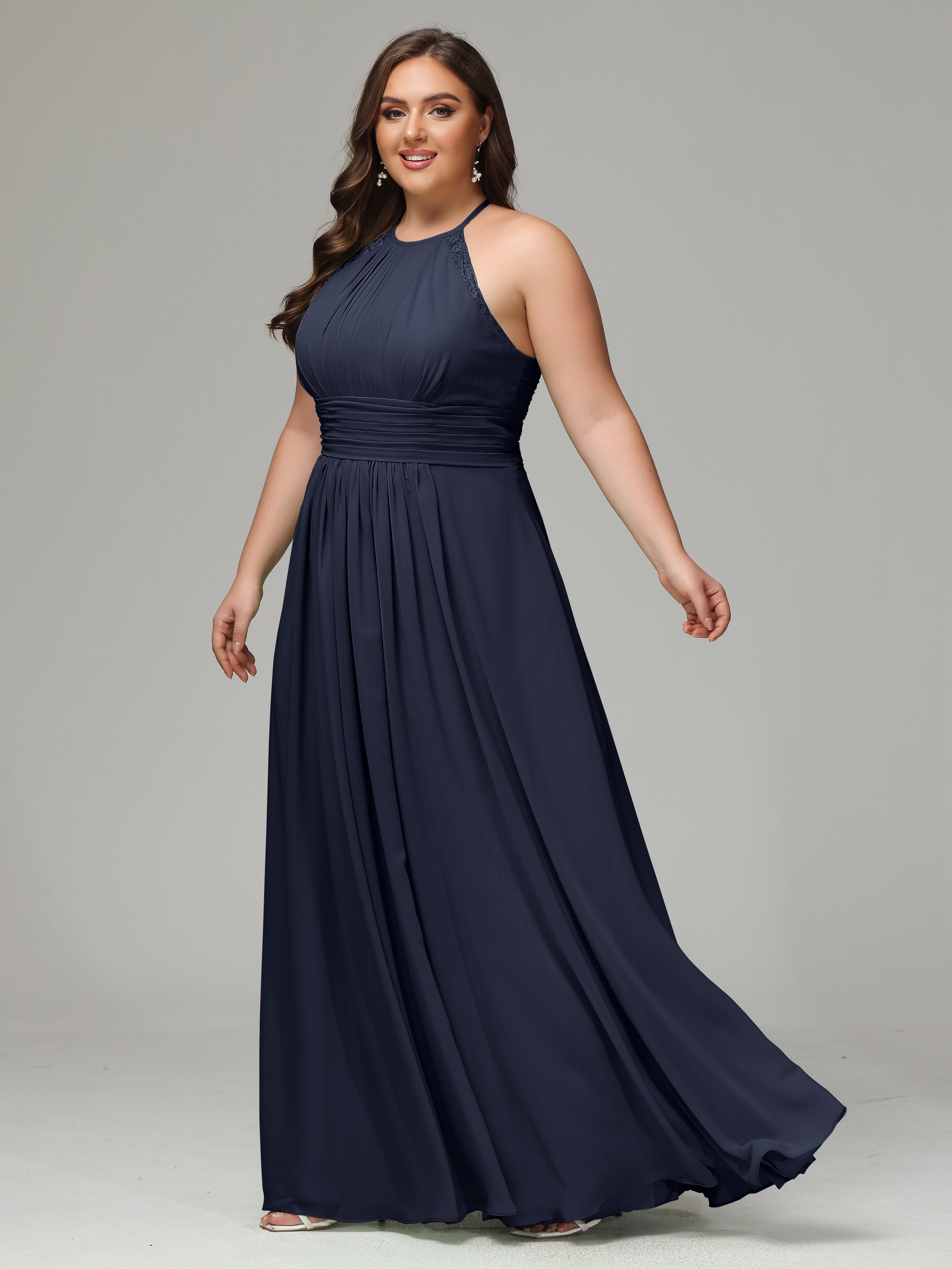 Halter Plus Size Chiffon Bridesmaid Dresses