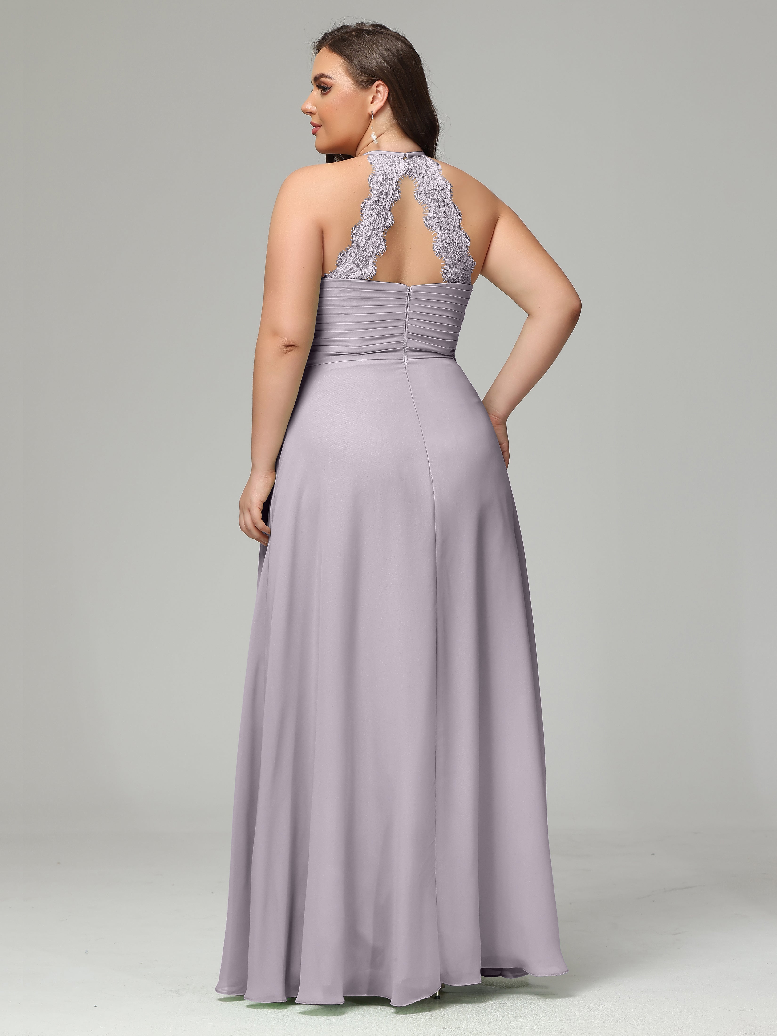 Halter Plus Size Chiffon Bridesmaid Dresses