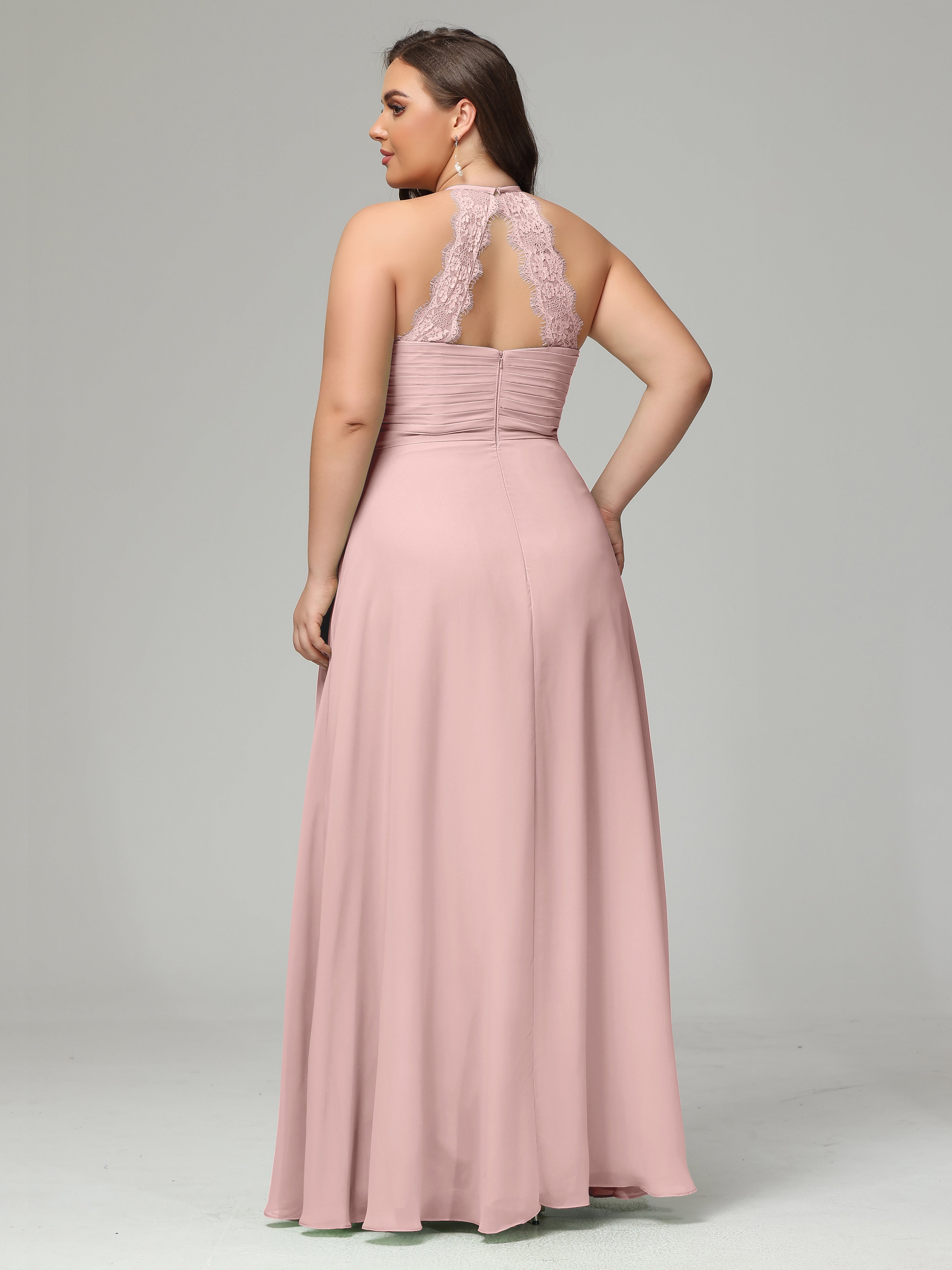 Halter Plus Size Chiffon Bridesmaid Dresses