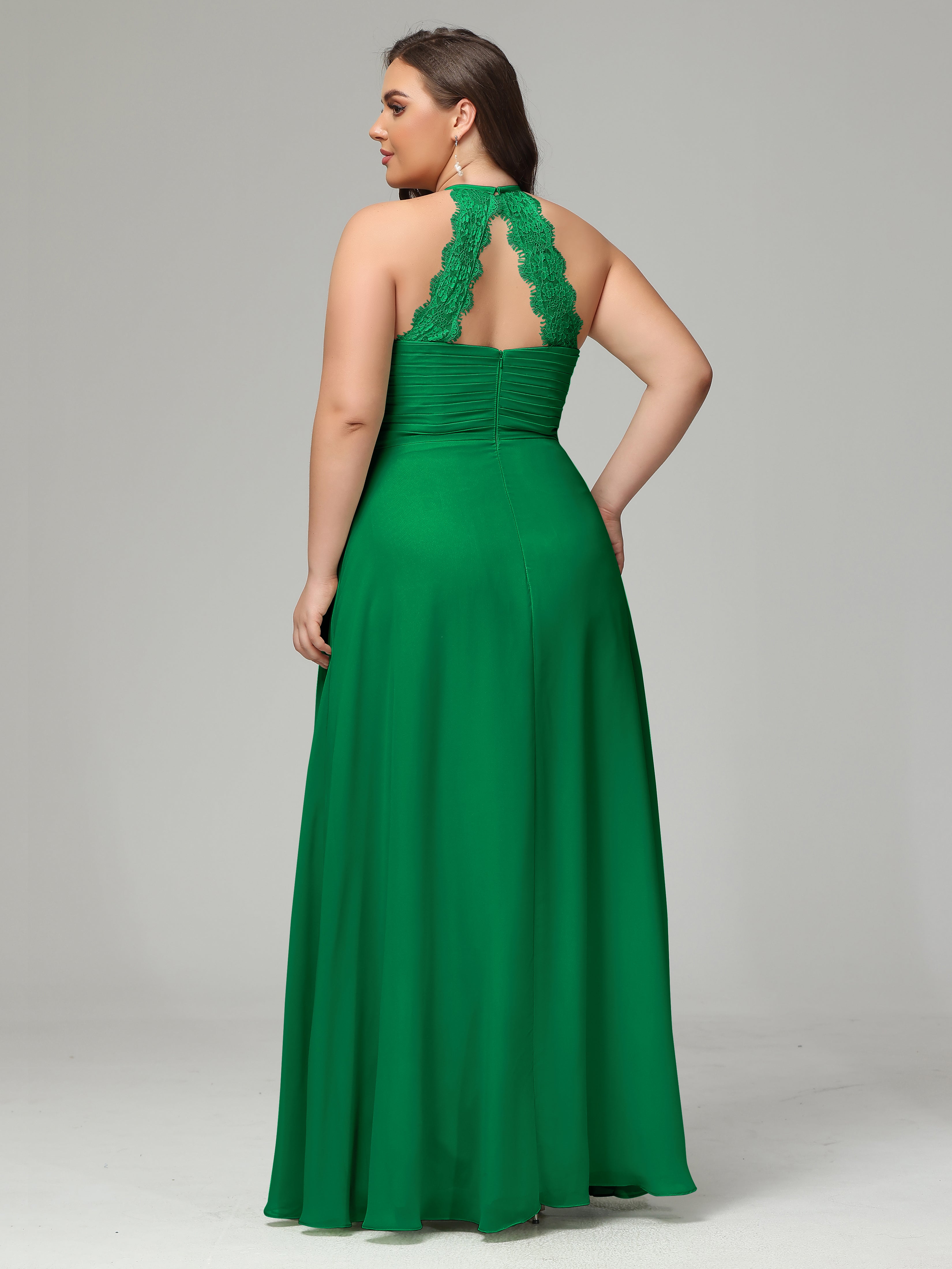 Halter Plus Size Chiffon Bridesmaid Dresses