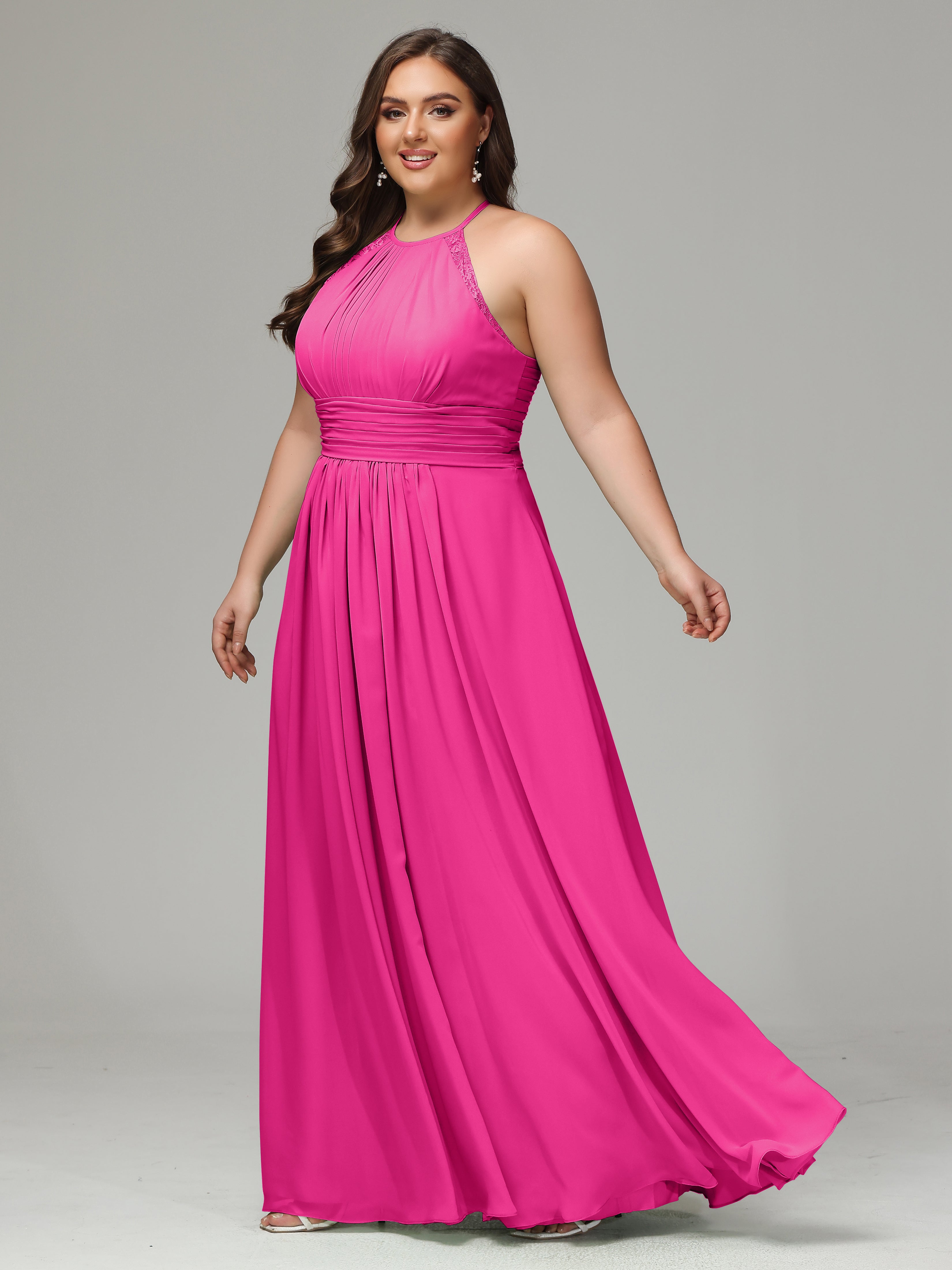 Halter Plus Size Chiffon Bridesmaid Dresses