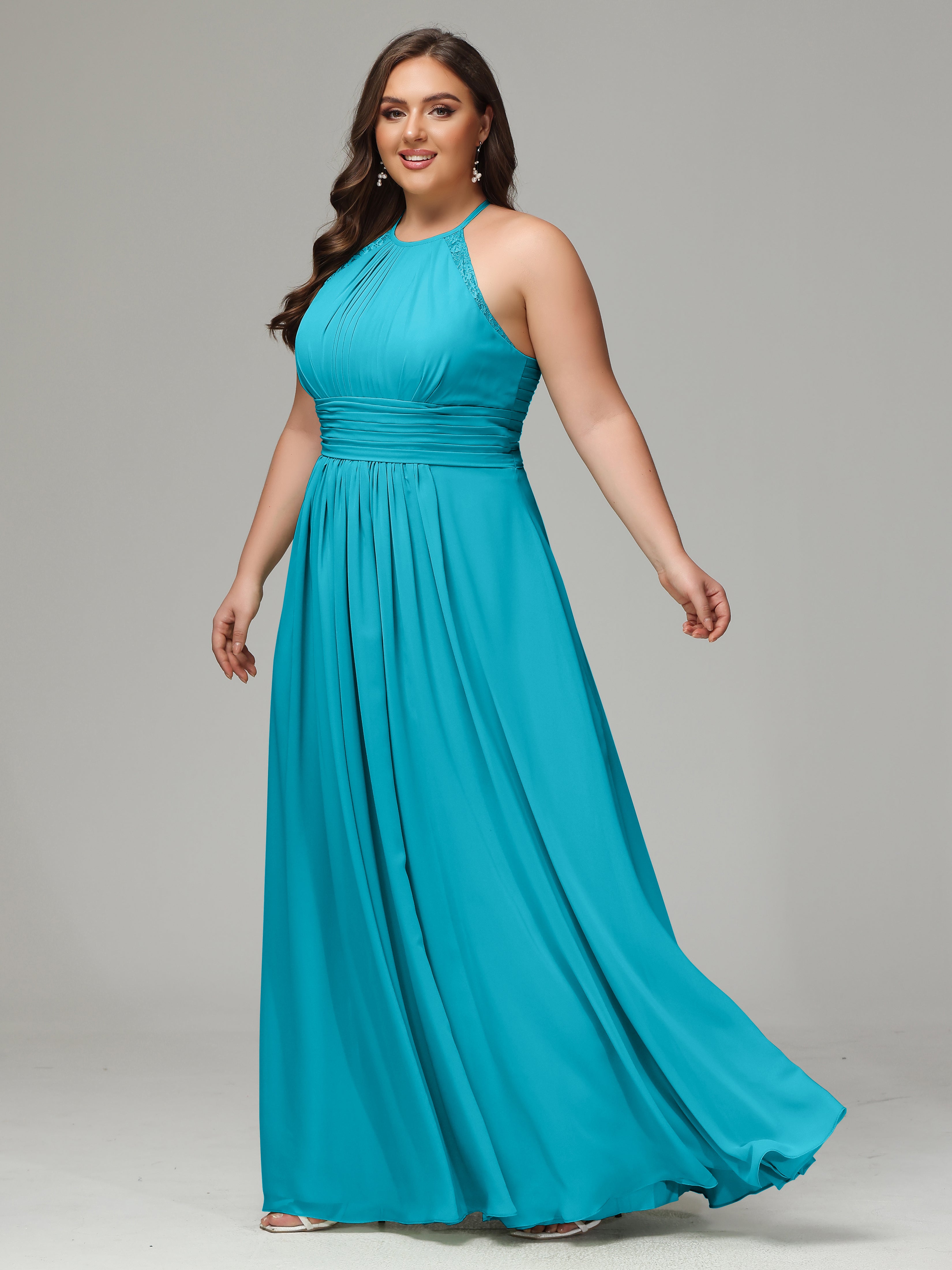 Halter Plus Size Chiffon Bridesmaid Dresses