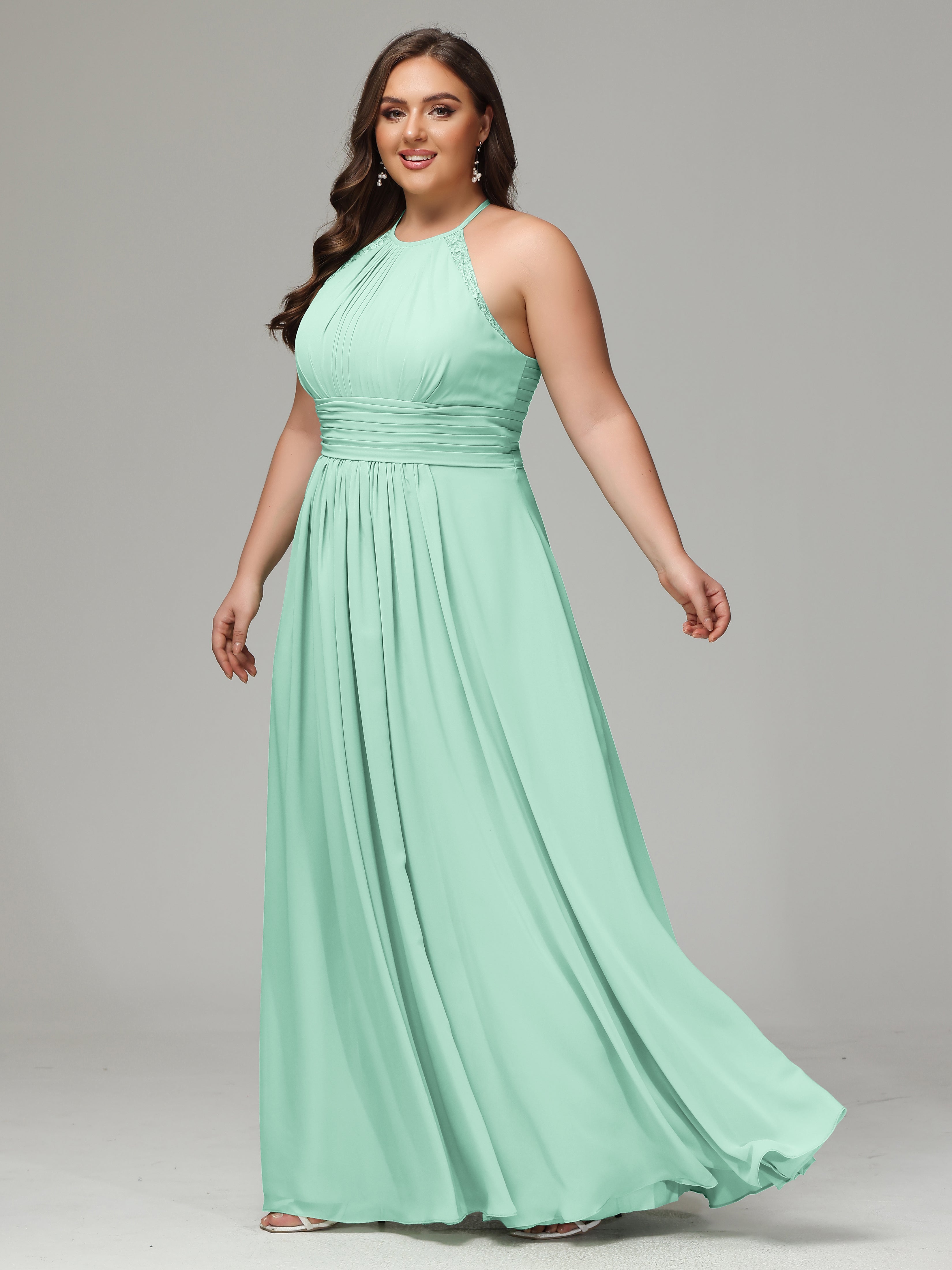 Halter Plus Size Chiffon Bridesmaid Dresses