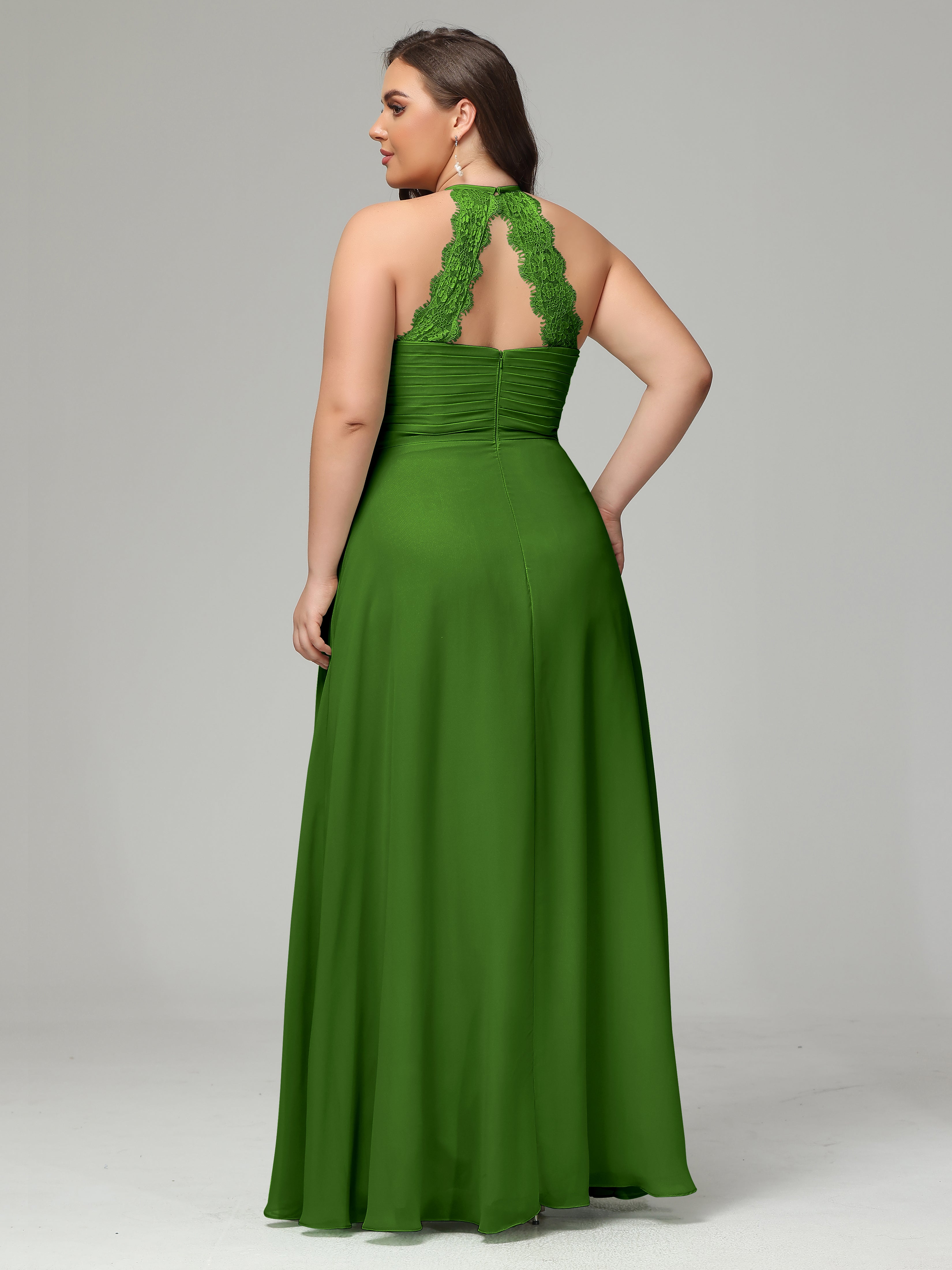 Halter Plus Size Chiffon Bridesmaid Dresses