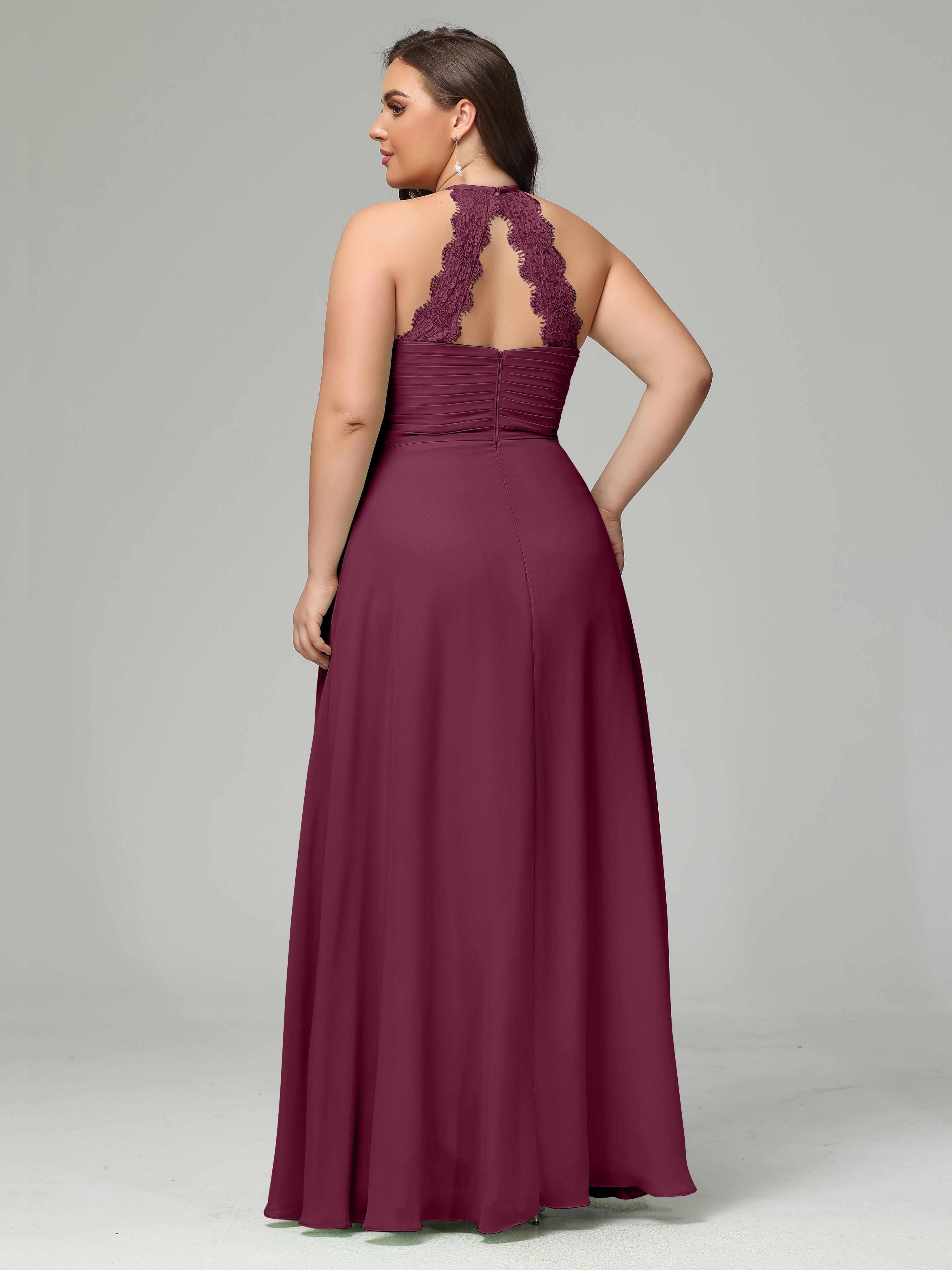 Halter Plus Size Chiffon Bridesmaid Dresses