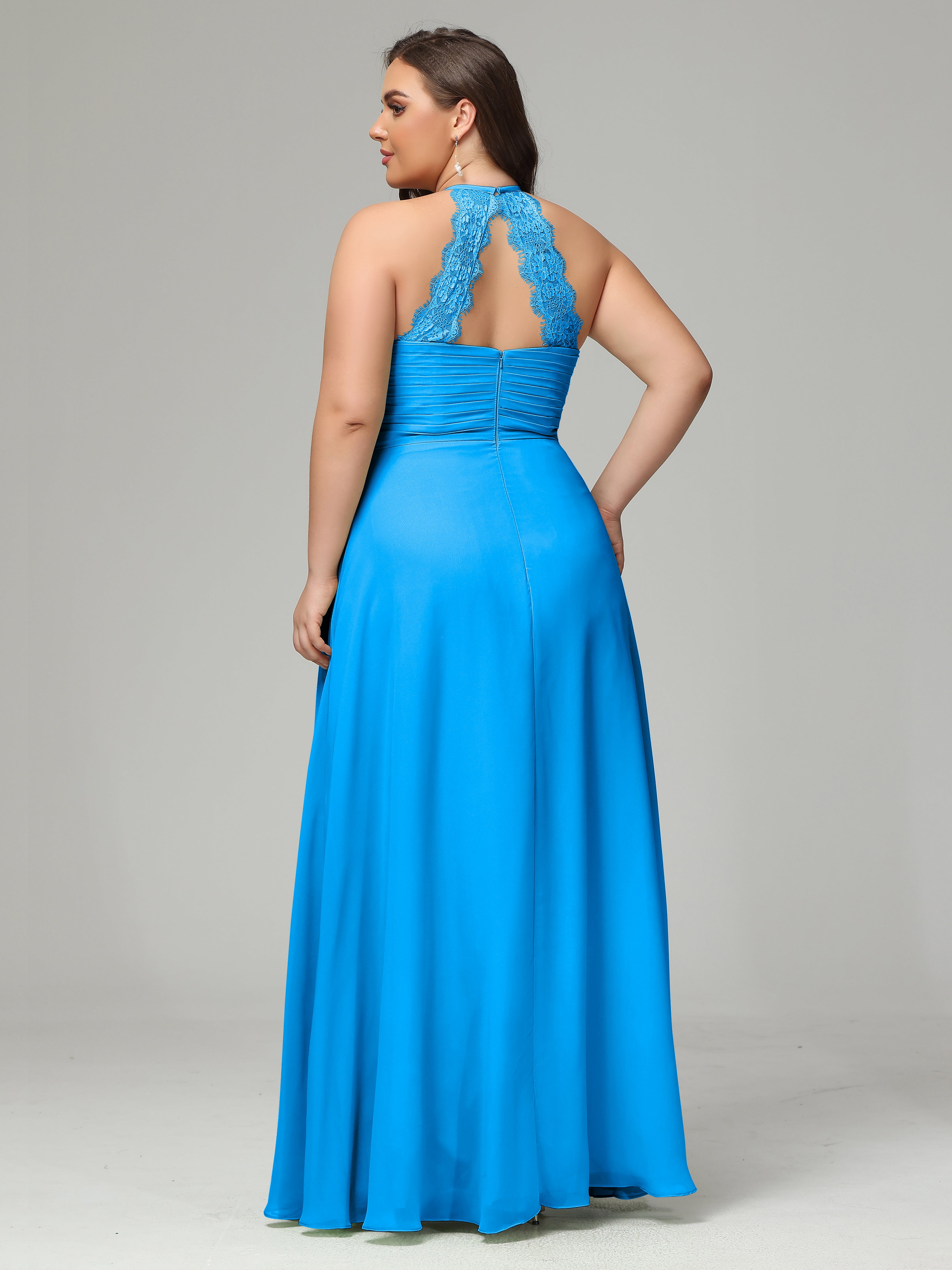 Halter Plus Size Chiffon Bridesmaid Dresses