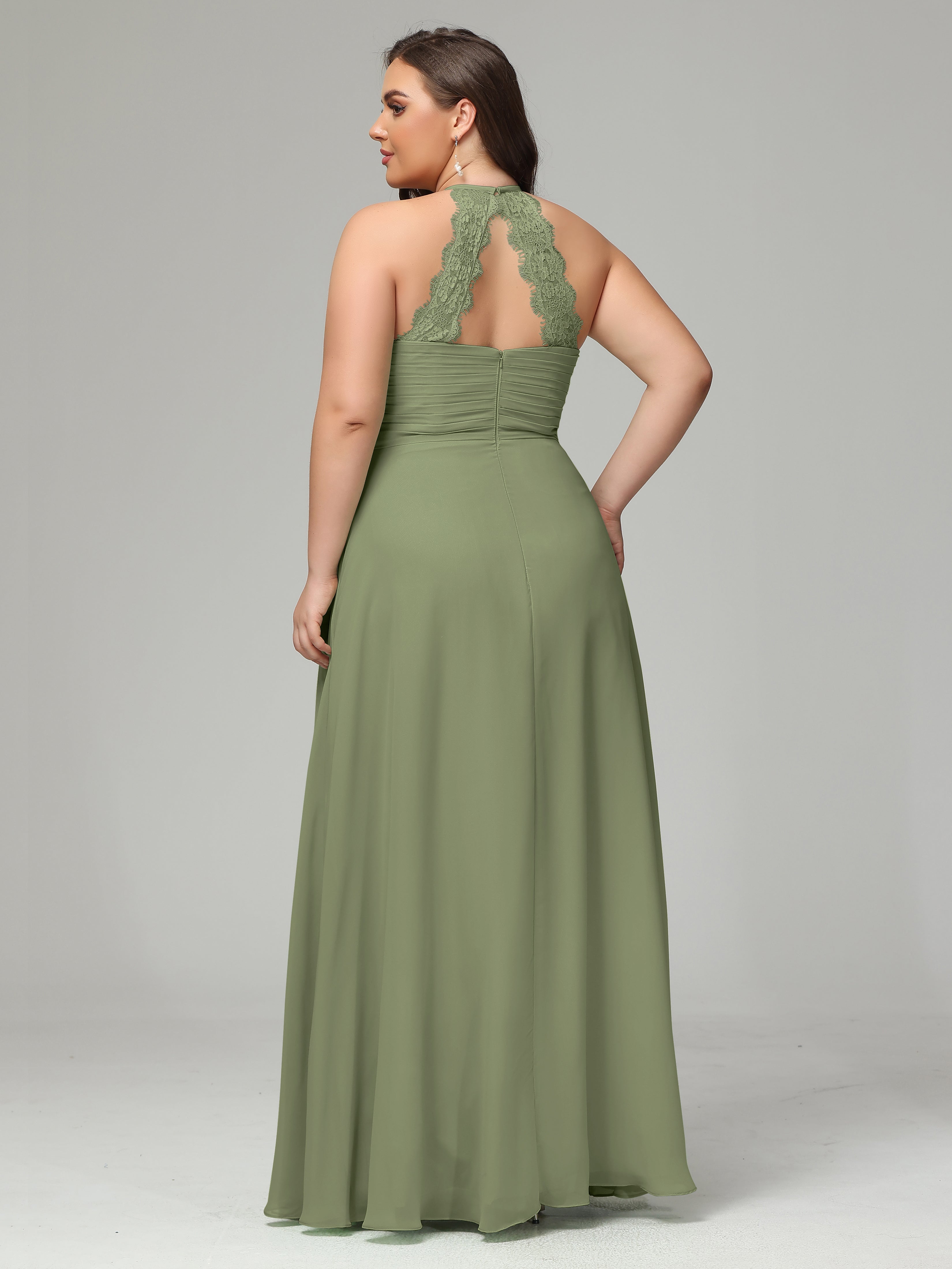 Halter Plus Size Chiffon Bridesmaid Dresses