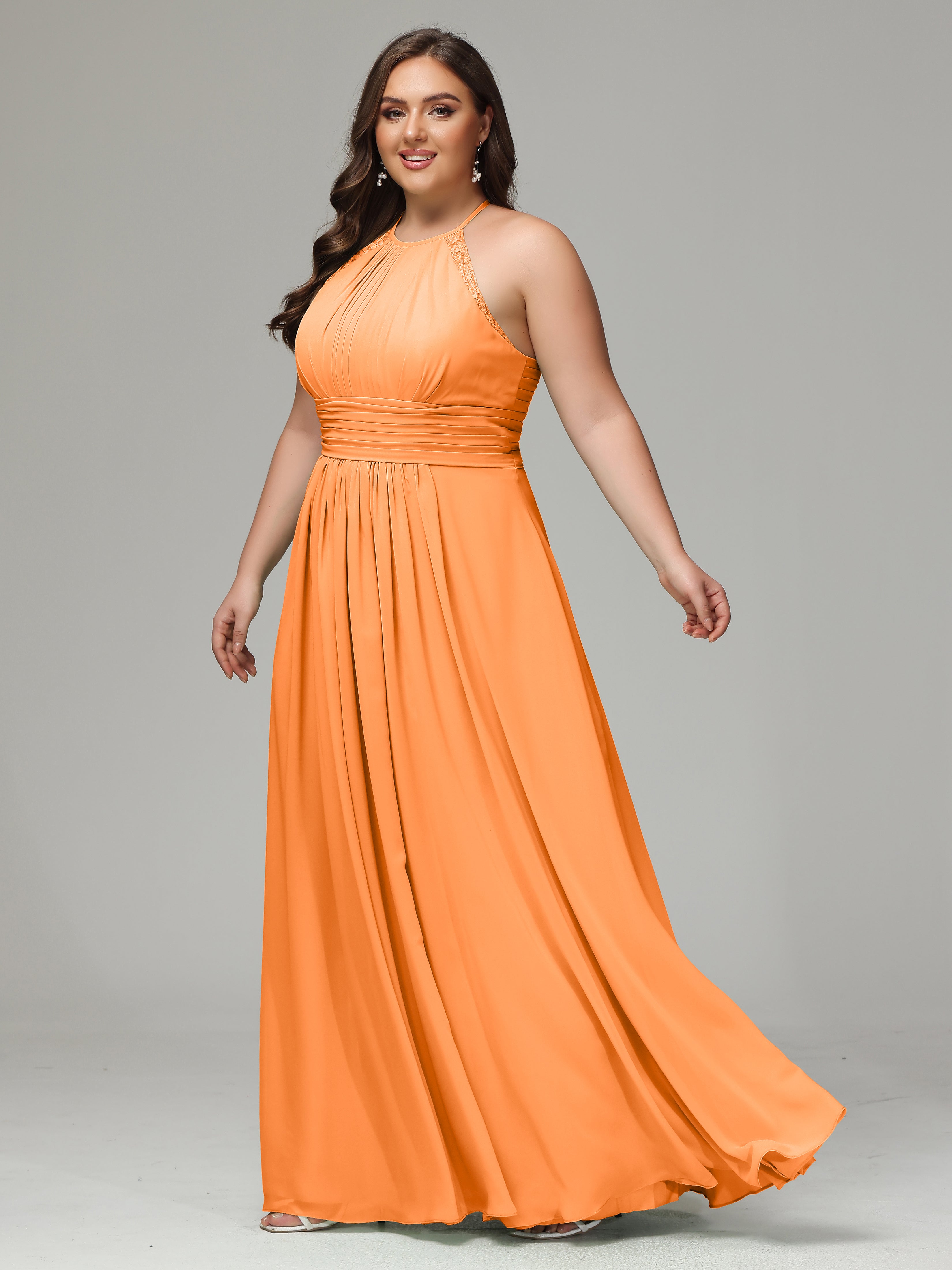 Halter Plus Size Chiffon Bridesmaid Dresses