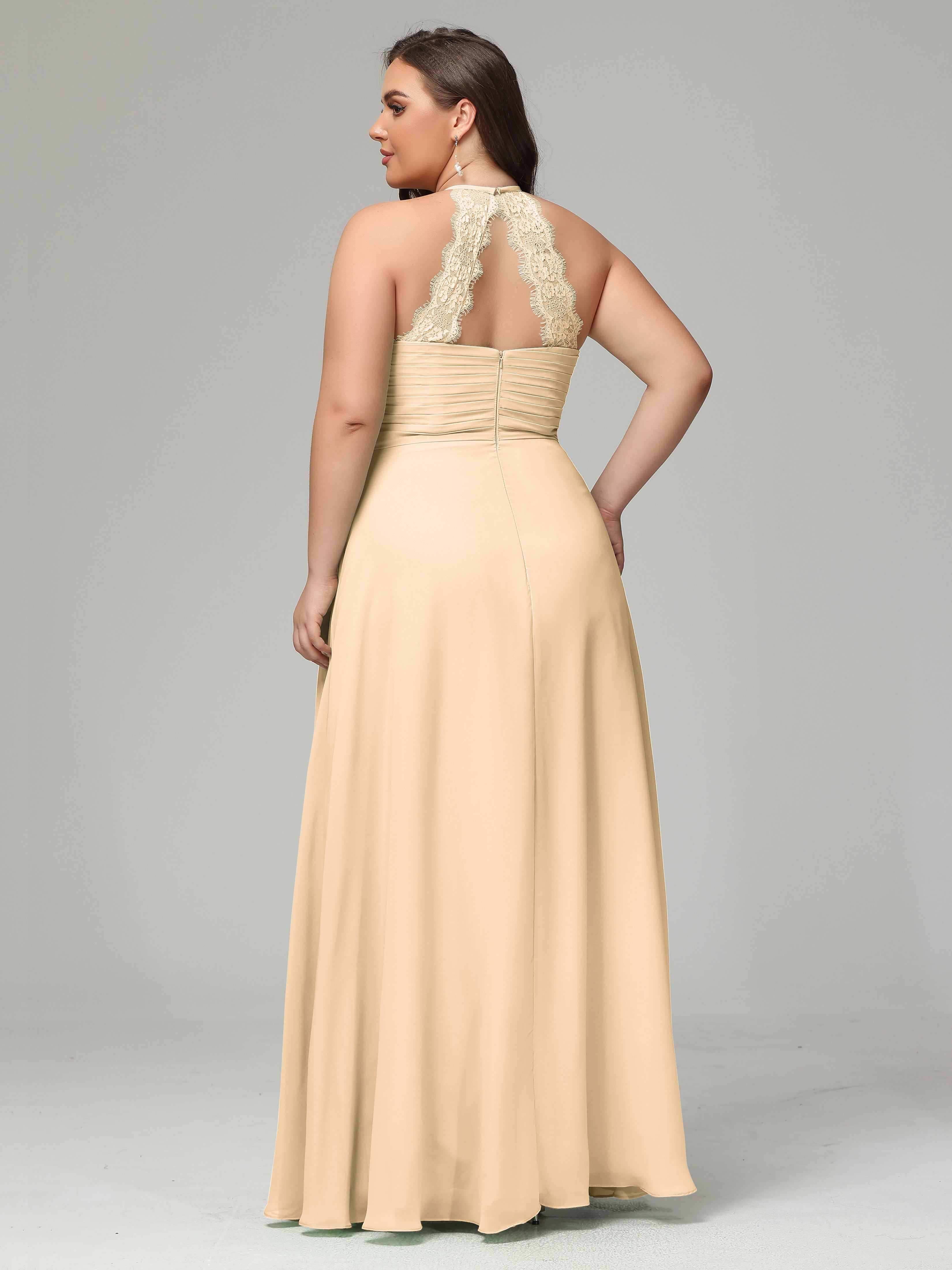 Halter Plus Size Chiffon Bridesmaid Dresses