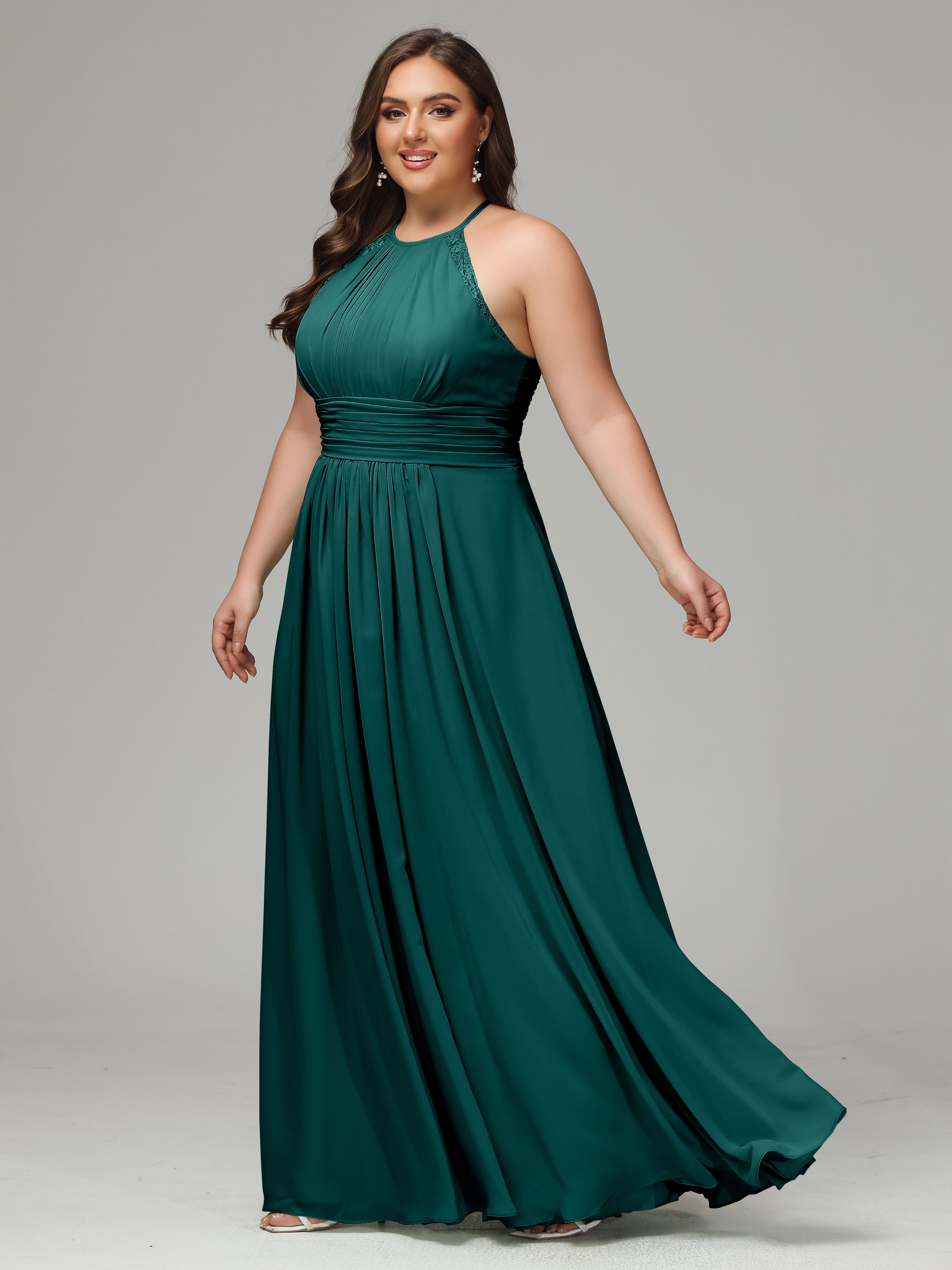 Halter Plus Size Chiffon Bridesmaid Dresses