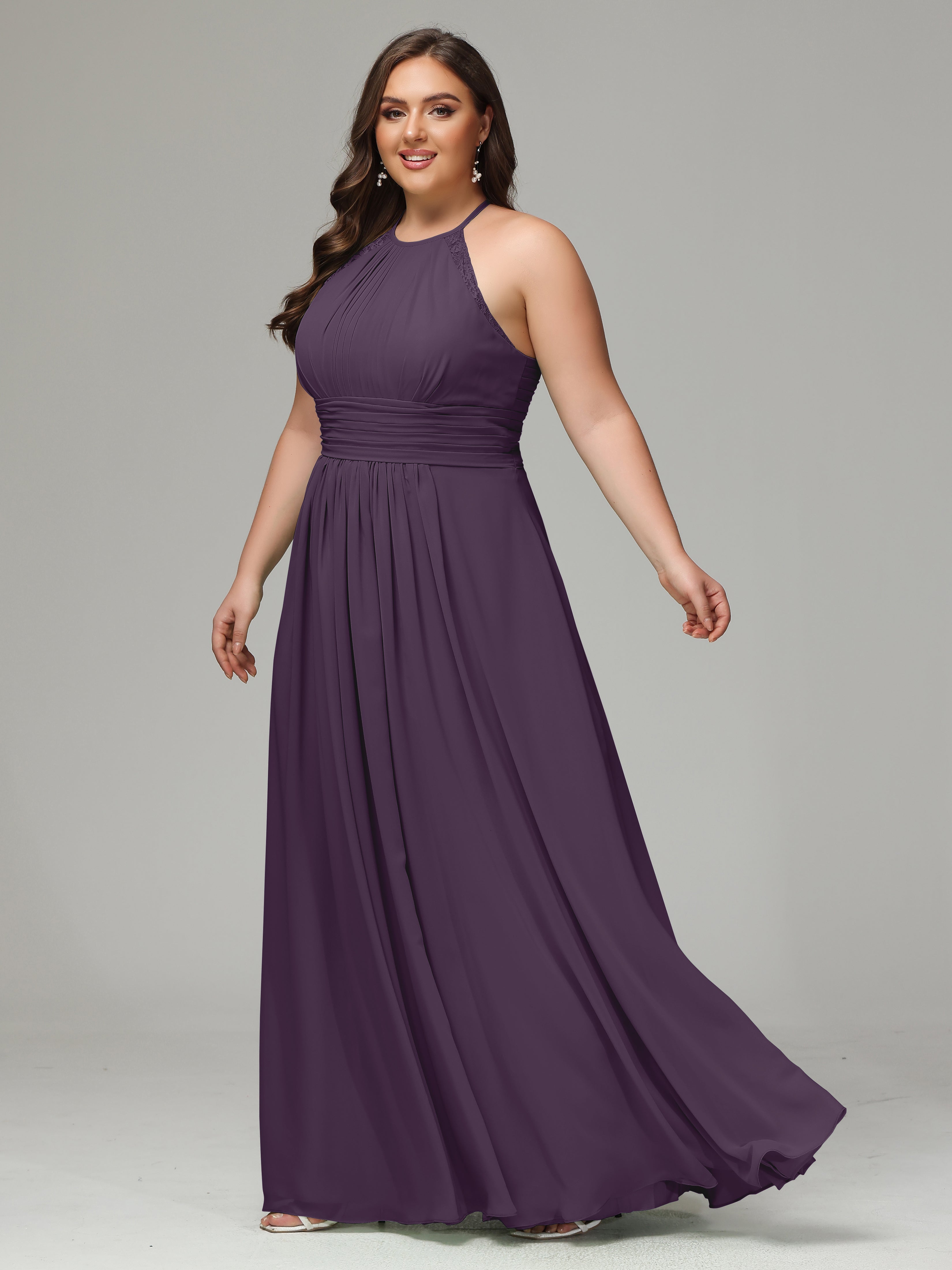 Halter Plus Size Chiffon Bridesmaid Dresses