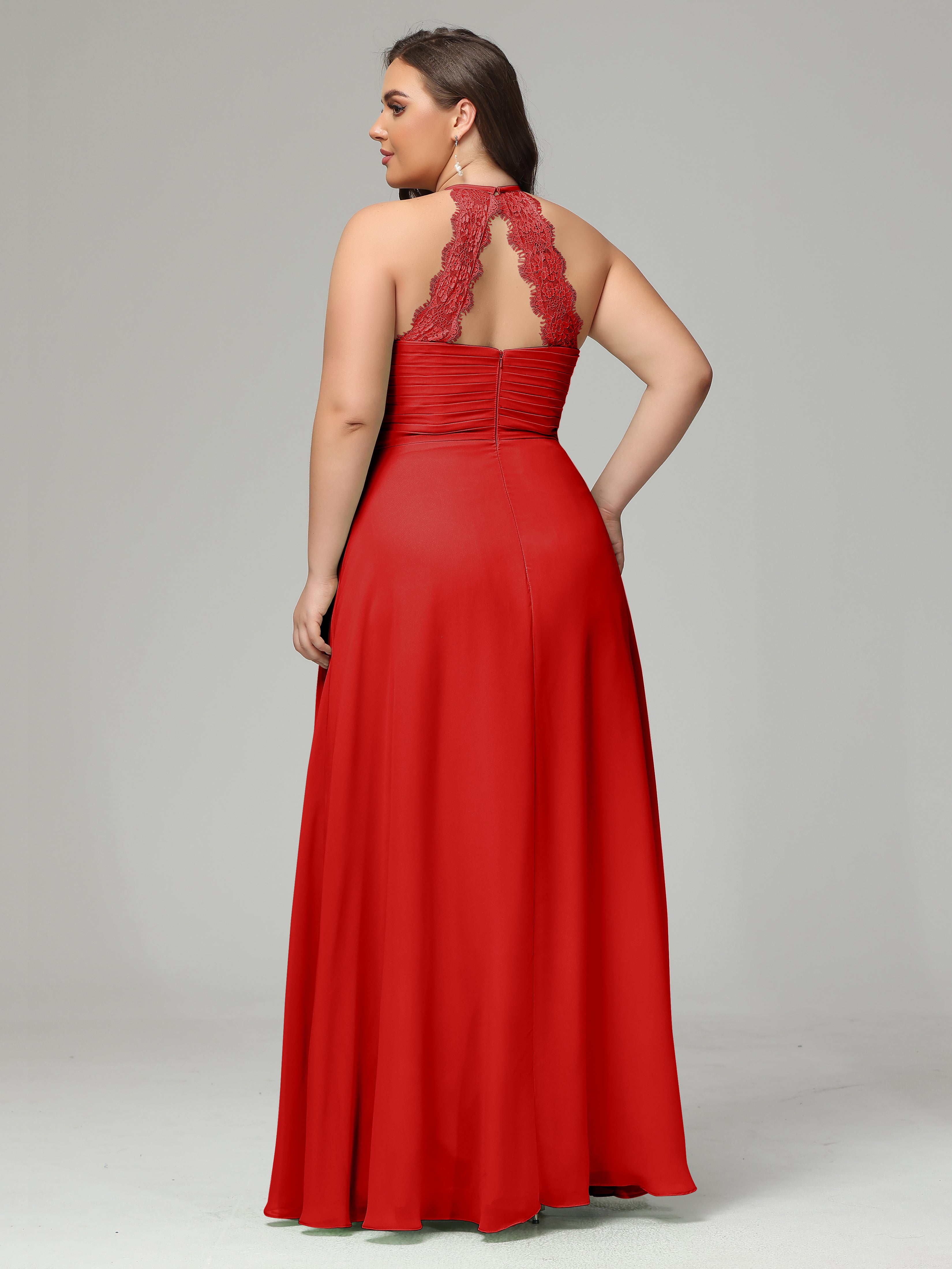 Halter Plus Size Chiffon Bridesmaid Dresses