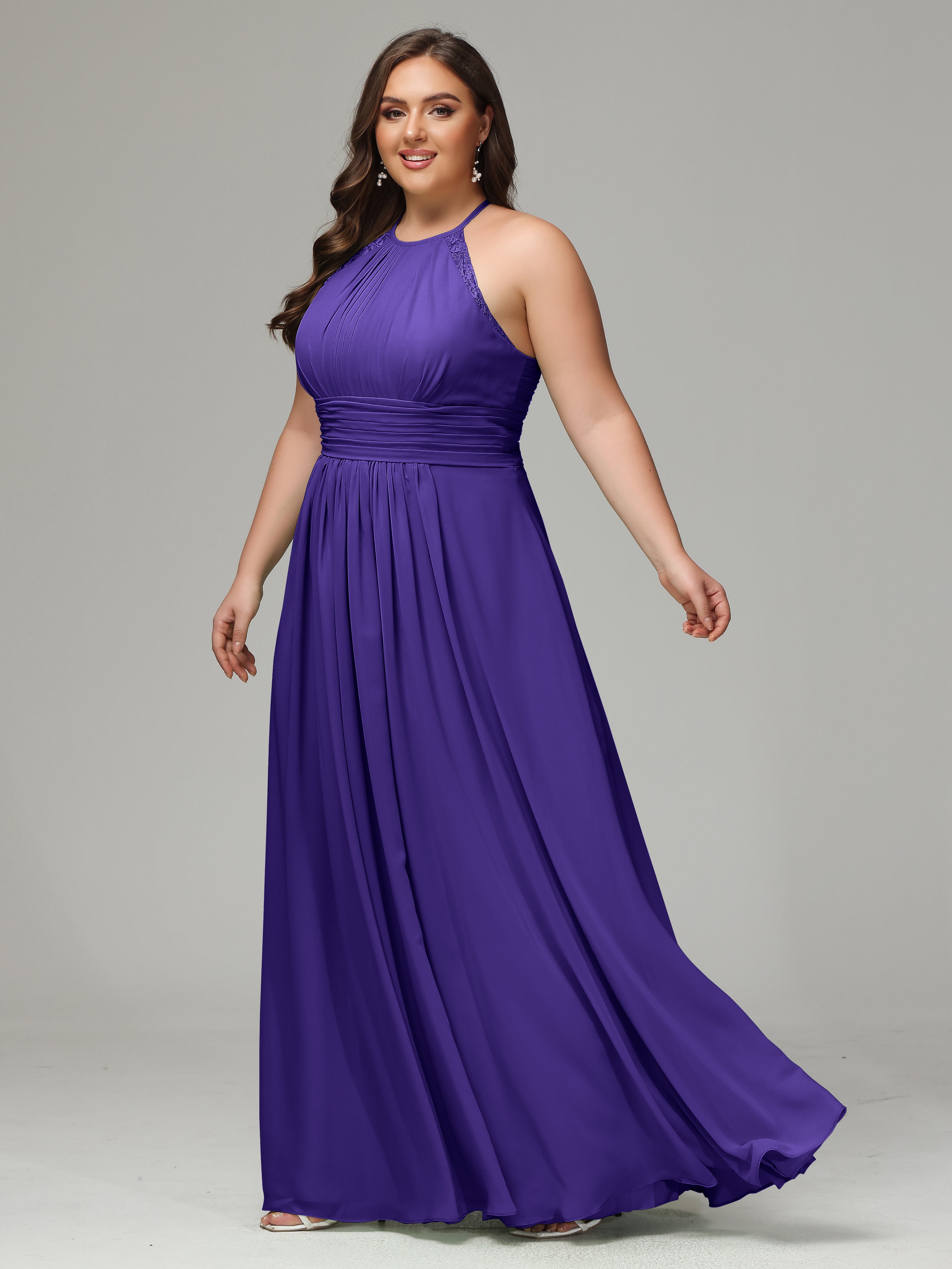 Halter Plus Size Chiffon Bridesmaid Dresses