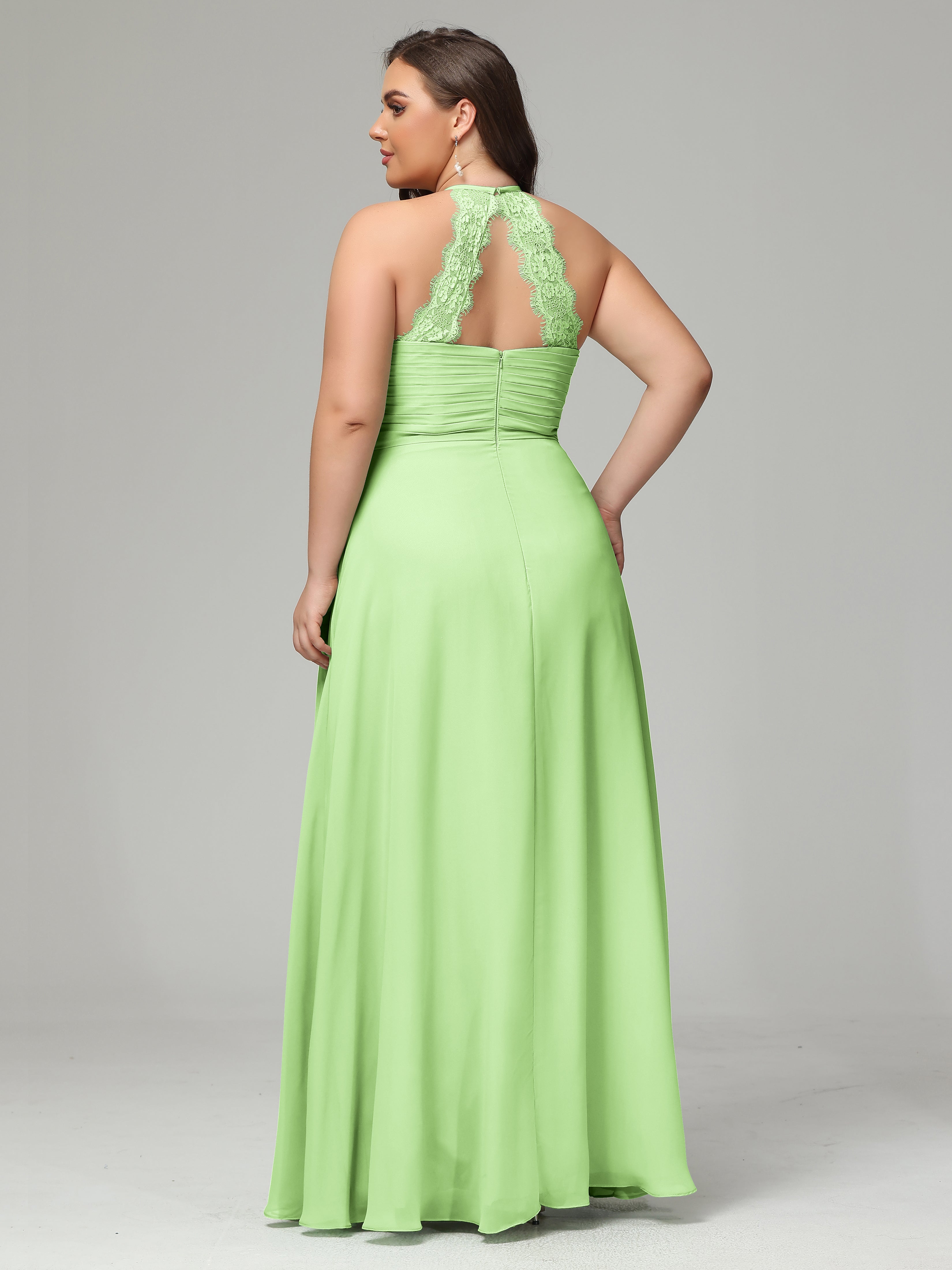 Halter Plus Size Chiffon Bridesmaid Dresses